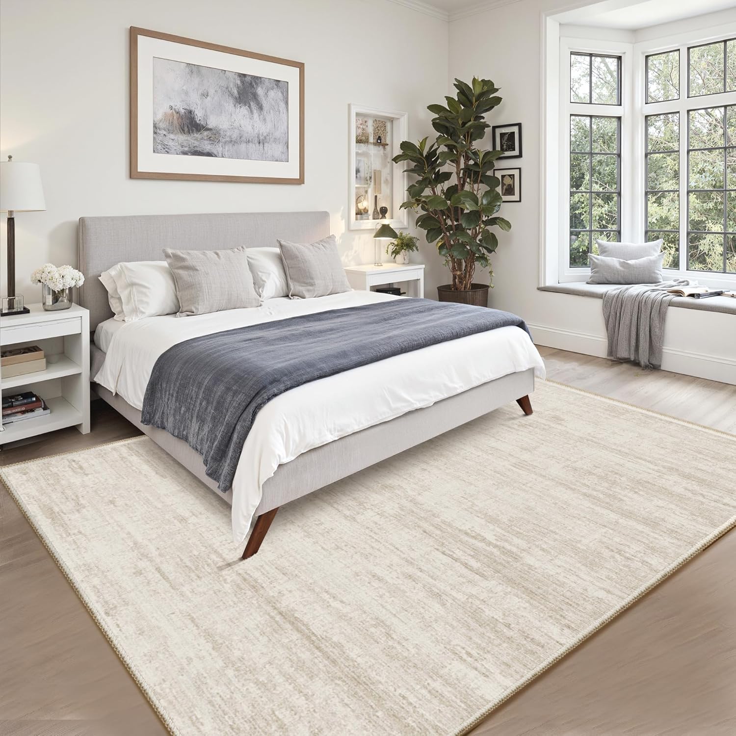 Thumbnail 5 de 8x10 Modern Abstract Washable Area Rug with Non-Slip Backing