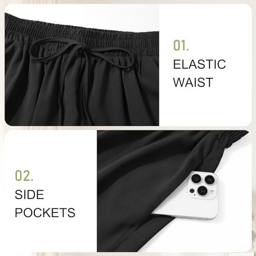 Detalle 1 de Adigaber Freizeit Damen Shorts Weites Bein mit Taschen und Kordelzug