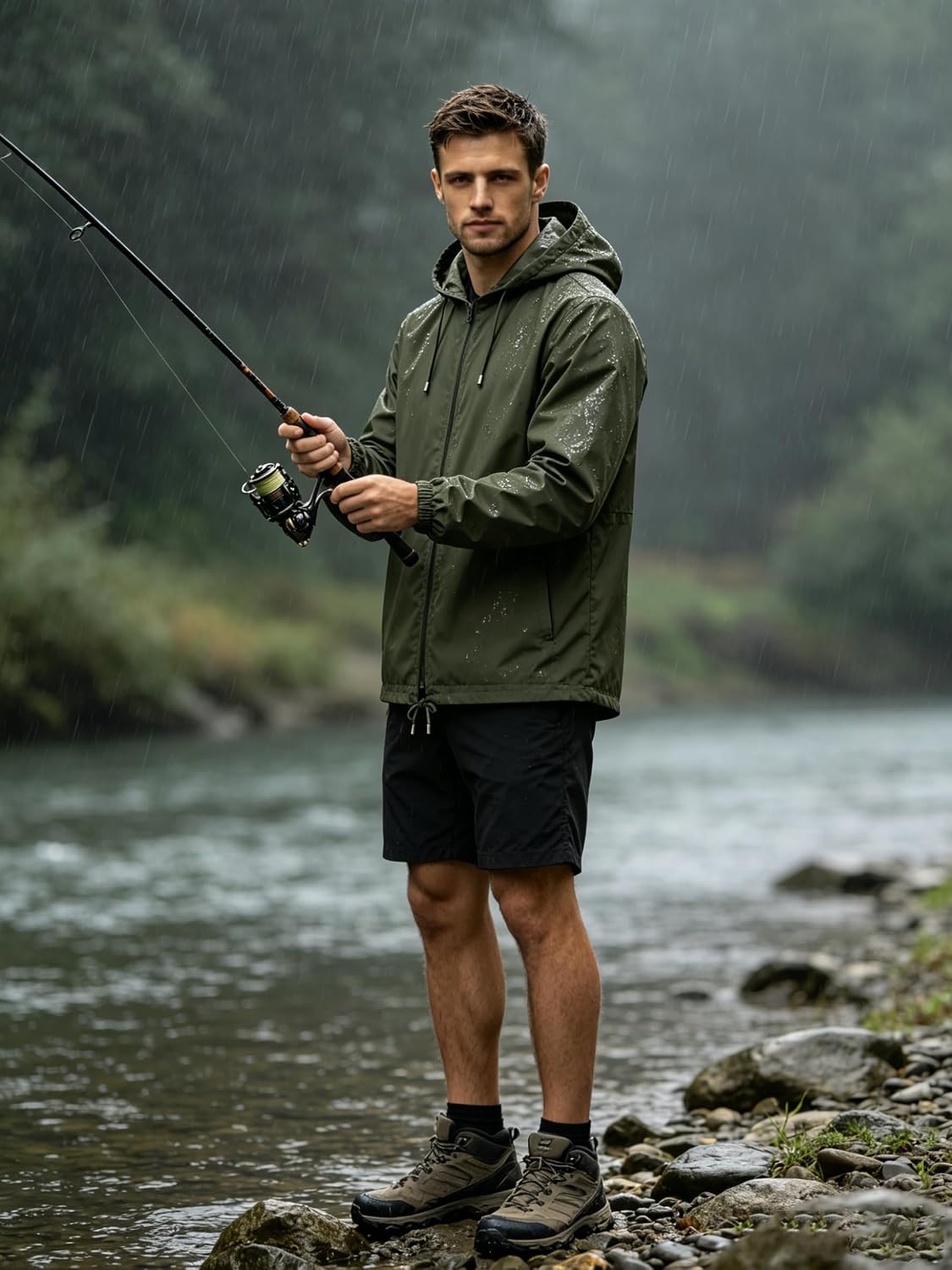 Detalle 2 de Uposiut Men's Rain Jacket, S–5XL