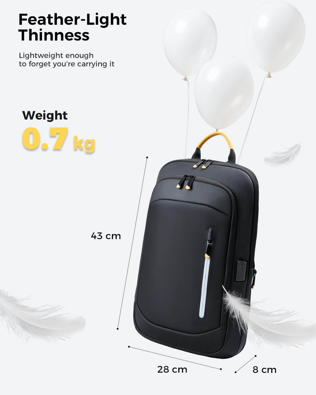 Thumbnail 1 de Lekespring laptop backpack for men (15.6 inch) with USB charging port, expandable water-resistant rucksack – black