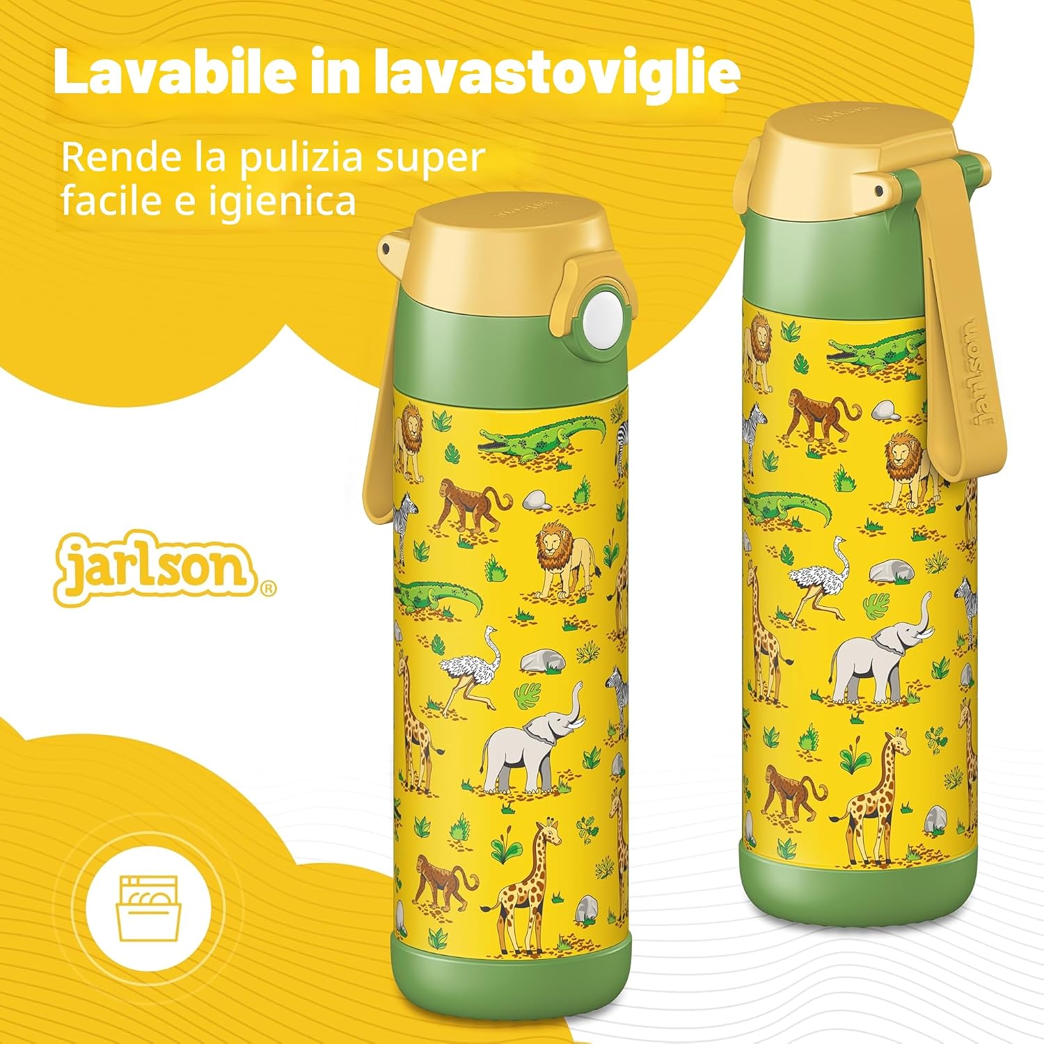 Detalle de Jarlson Borraccia Termica Bambini 500ml Mali: sicurezza, praticità e stile per scuola e sport