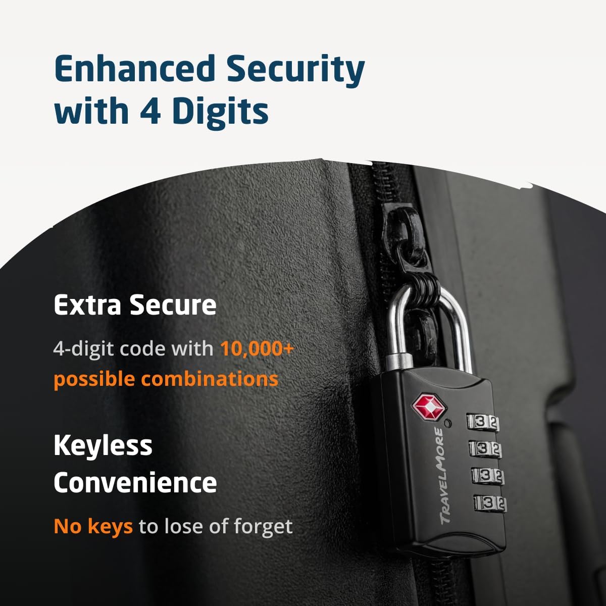 Detalle de TravelMore 3 Pack TSA Luggage Locks with 4 Digit Combination – Heavy Duty Padlocks for Travel