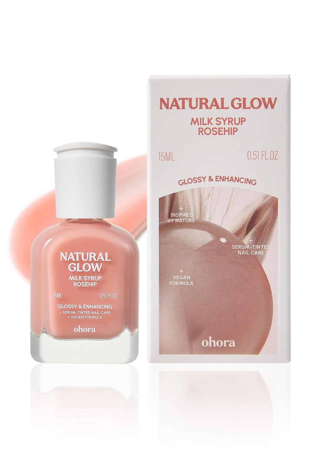 Detalle de ohora Natural Glow Milk Syrup Nail Strengthener (Rosehip), Tinted 15 mL Polish