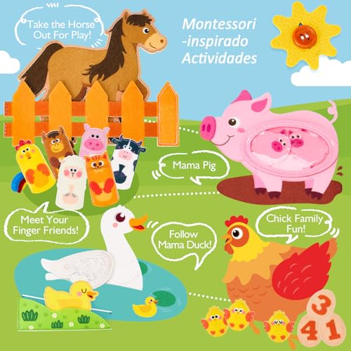 Thumbnail 2 de Libro Montessori Busy Board de hahaland: 8 páginas interactivas en fieltro para niños 1–3 años