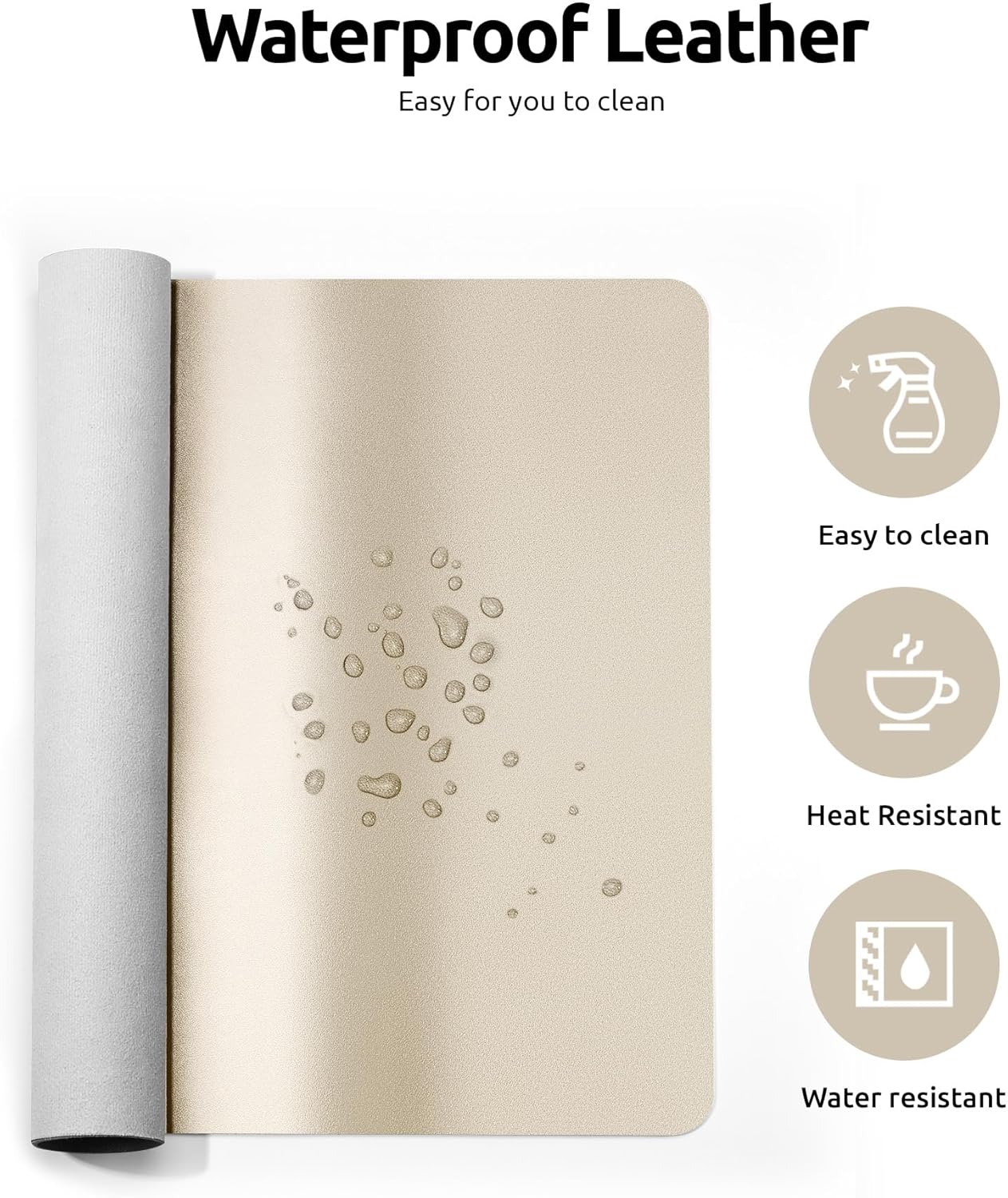 Detalle de YSAGi Leather Desk Mat (120 x 60 cm) – Large PU Leather Desk Pad in Champagne