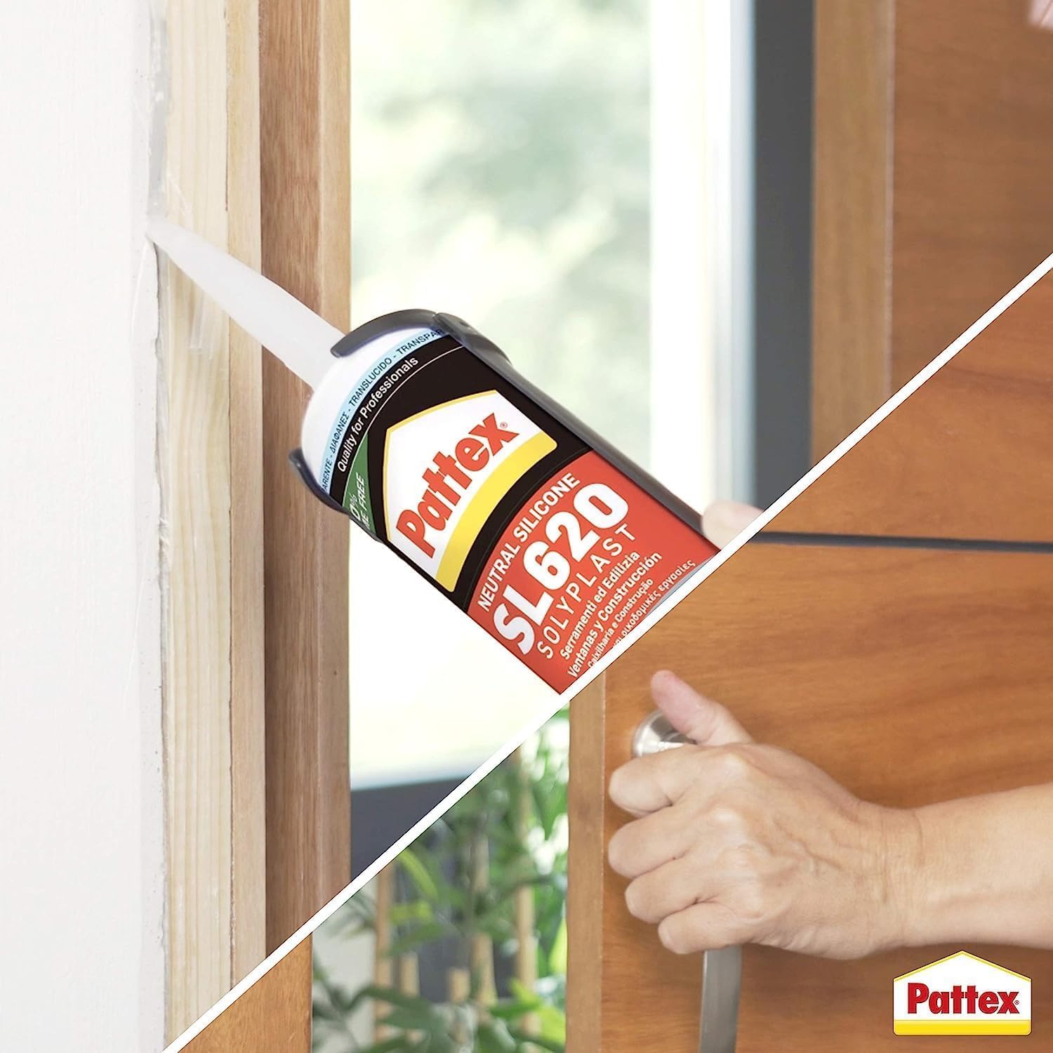Detalle 2 de Pattex SL 620 Serramenti ed Edilizia: Sigillante siliconico trasparente da 300 ml