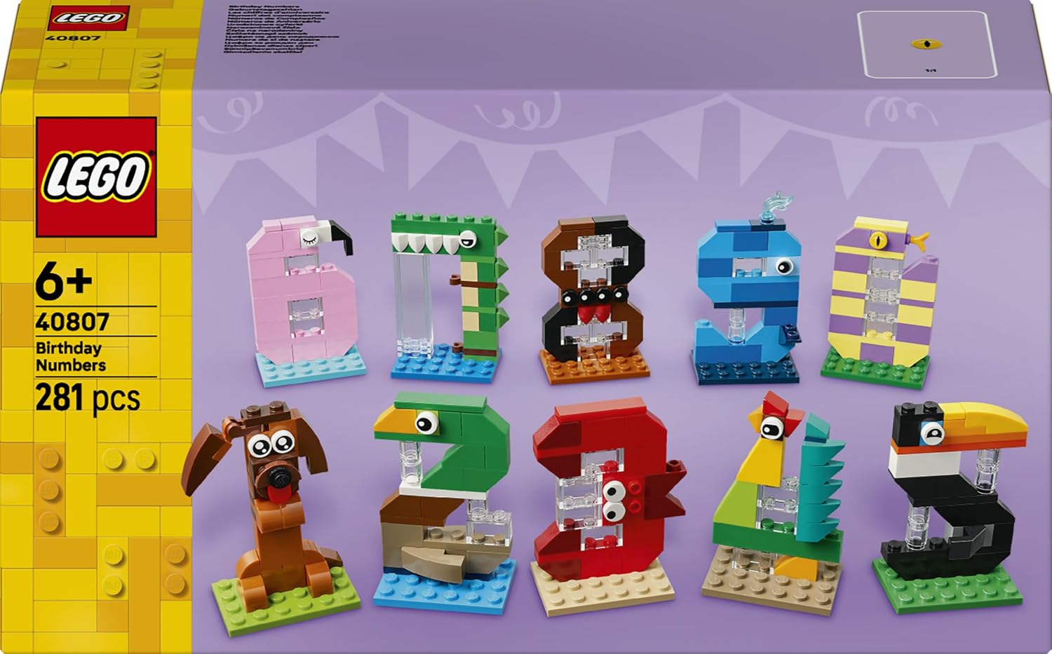 Detalle de LEGO 40807 Birthday Numbers building set with animal cake topper, 281 pieces