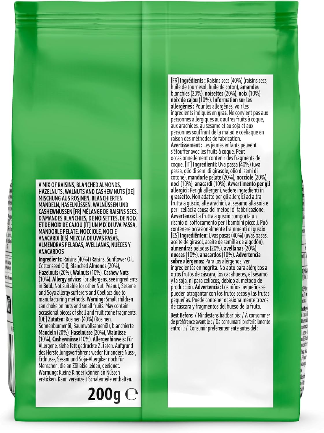 Detalle 2 de by Amazon Frutta a Guscio Mista e Uva Passa 200 g (confezione da 7)