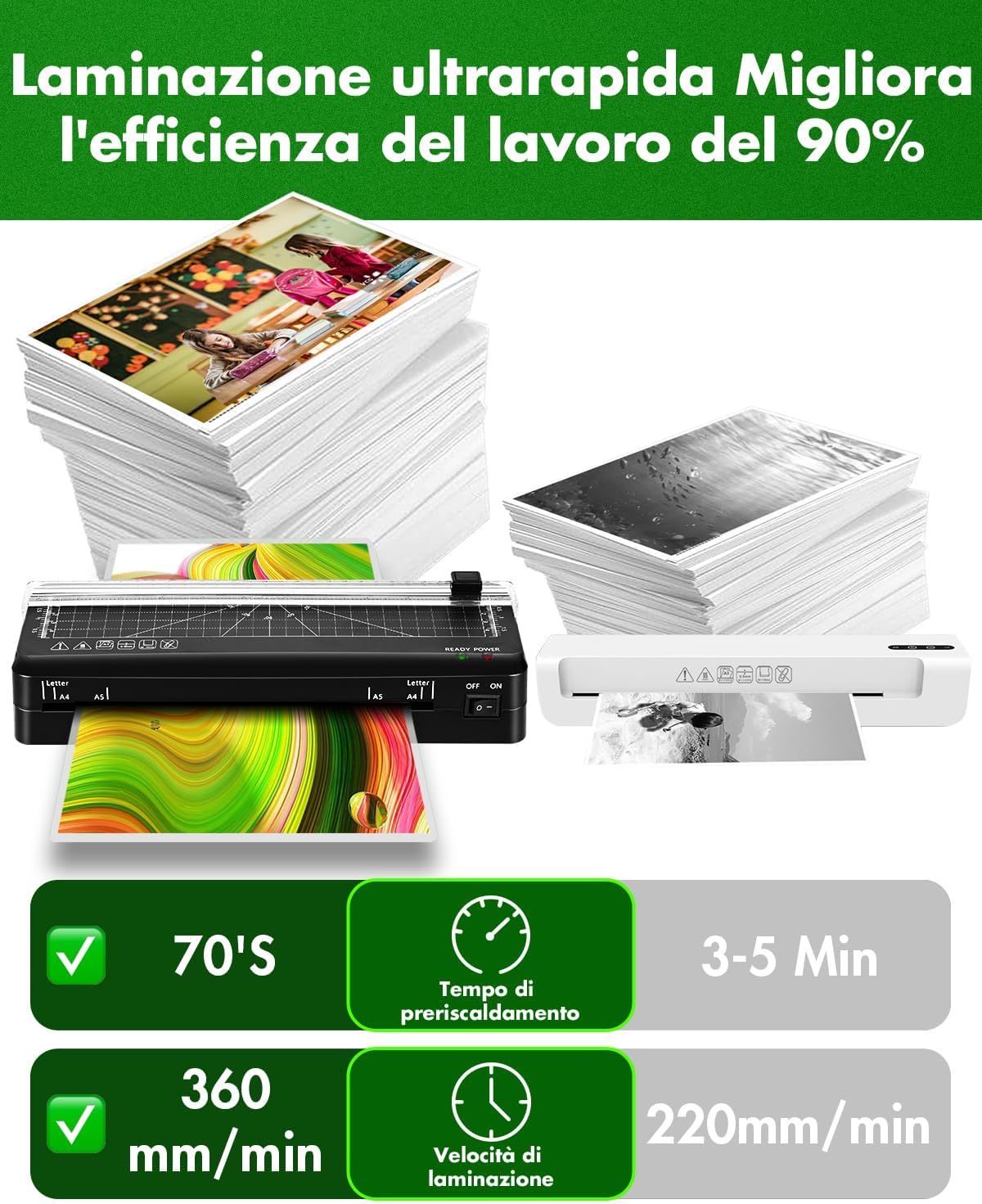 Thumbnail 2 de Plastificatrice A4 10 fogli, laminazione 70s 📠