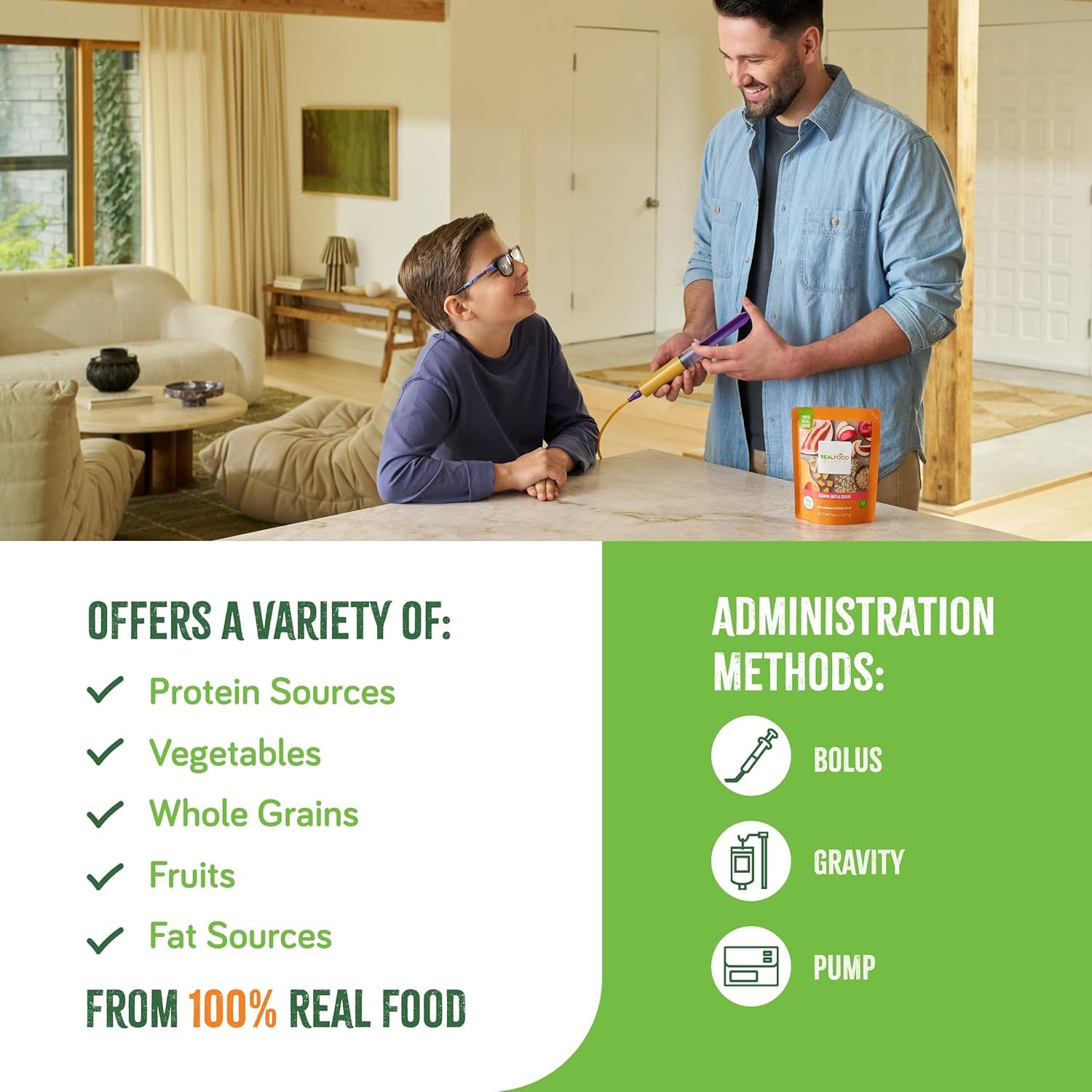 Thumbnail 3 de Real Food Blends 176987 Salmon, Oats & Squash Tube Feeding Meal, 330 Calories, 12-Pack