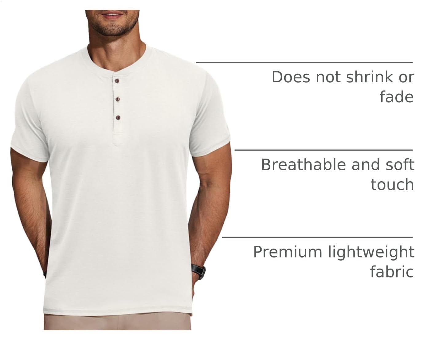 Thumbnail 3 de COOFANDY Men's Henley Short Sleeve Shirt — Lightweight, Casual Everyday Tee