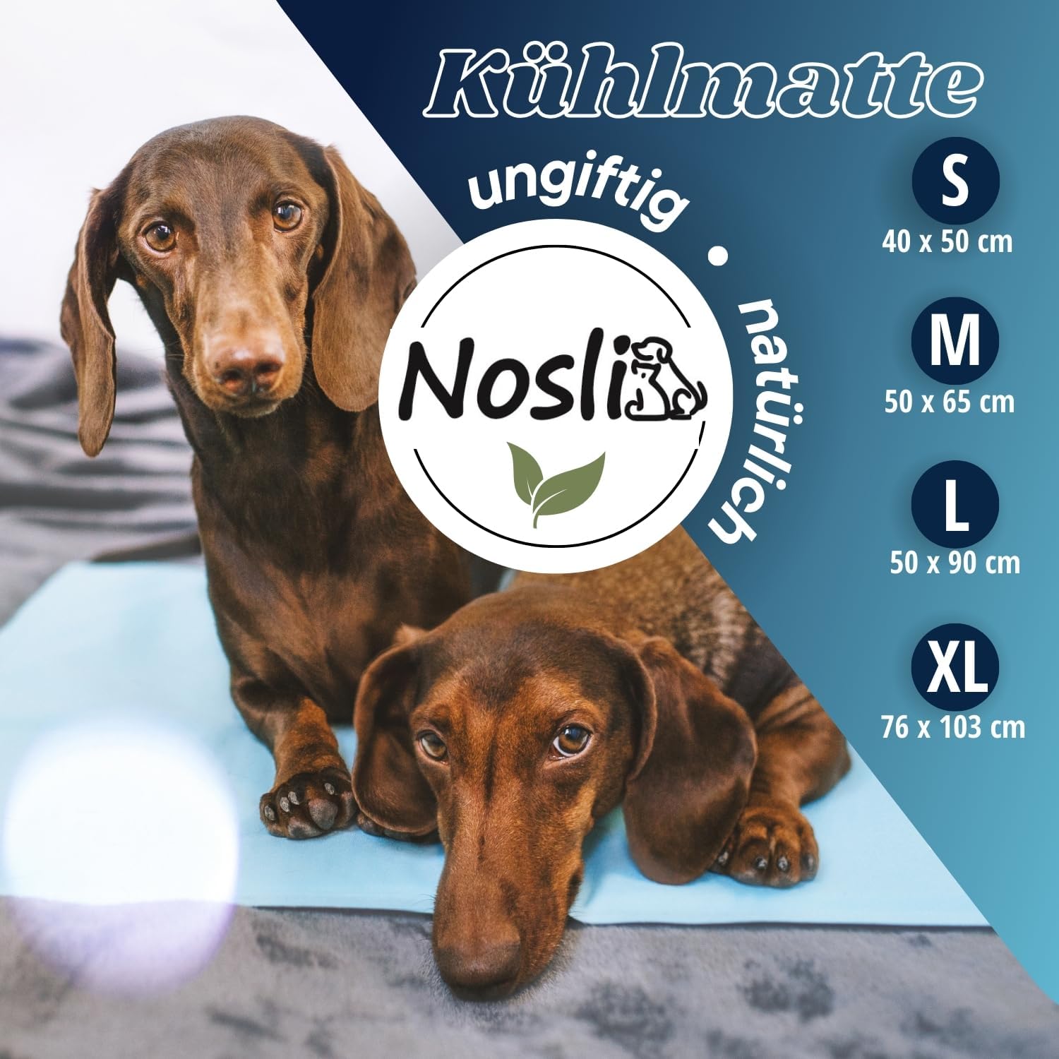 Detalle de Nosli Kühlmatte für Hunde, Katzen & Menschen (50x90 cm) mit Gel – selbstkühlende Liegefläche