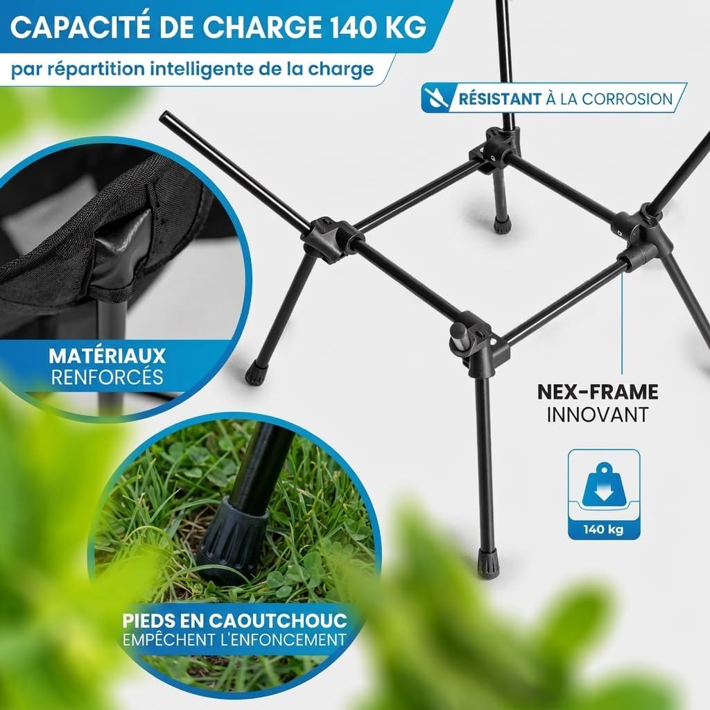 Detalle 2 de NORDMUT CHR-LGT-BCK-1 campingstoel, opvouwbaar aluminium, tot 150 kg