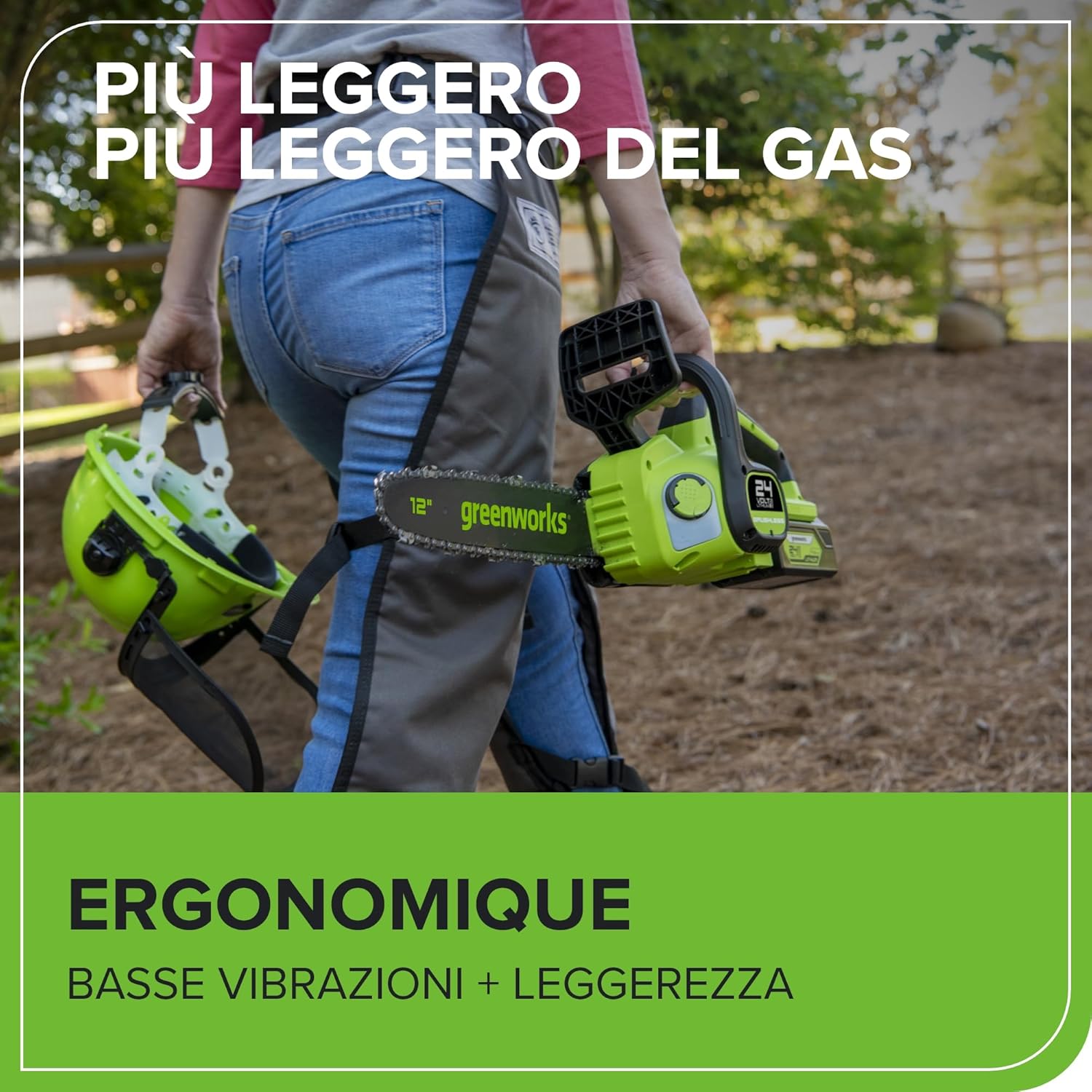 Thumbnail 3 de Greenworks GD24CS30 motosega a batteria 24V brushless, barra 30 cm (senza batteria e caricabatterie)