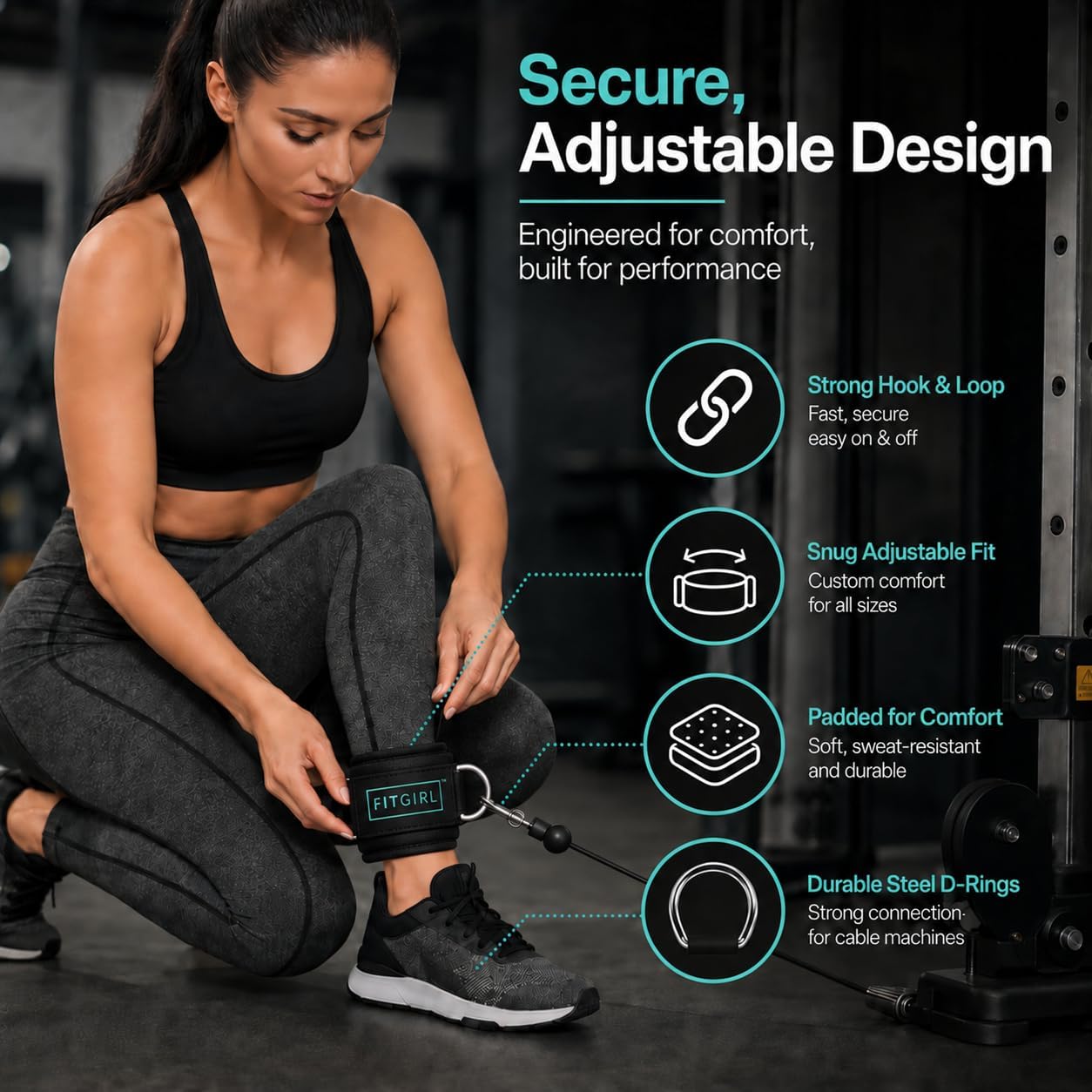 Detalle de FITGIRL Ankle Strap for Cable Machine for Glute Kickbacks