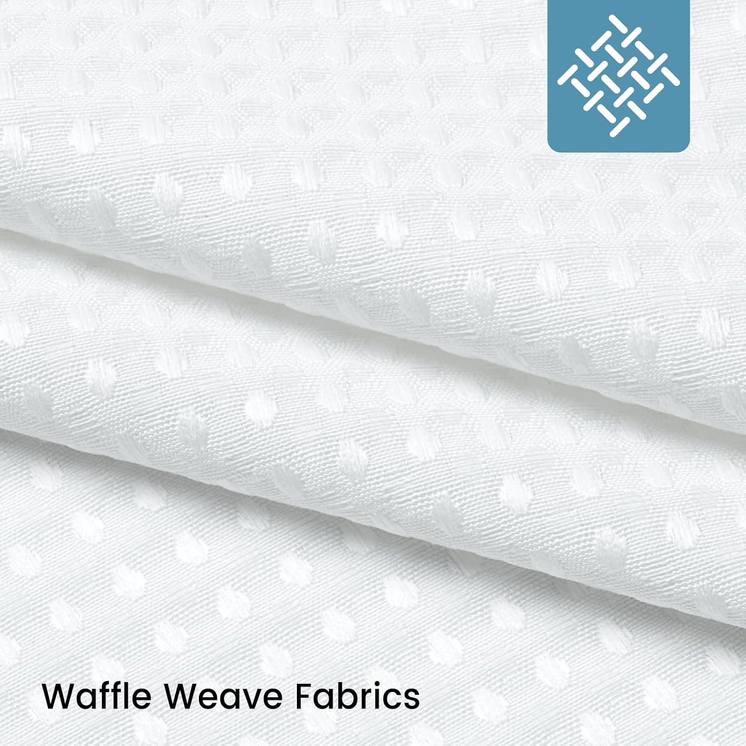 Detalle de Aovfy HFG_1_7174-CA Waffle Shower Curtain, 71 x 74, Snap-In Liner