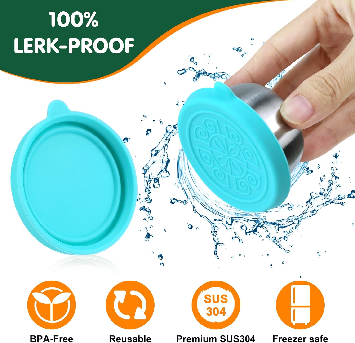 Thumbnail 3 de lompyeu Set mit 6 Salatdressing-Behältern (50 ml) aus Edelstahl mit Silikondeckeln