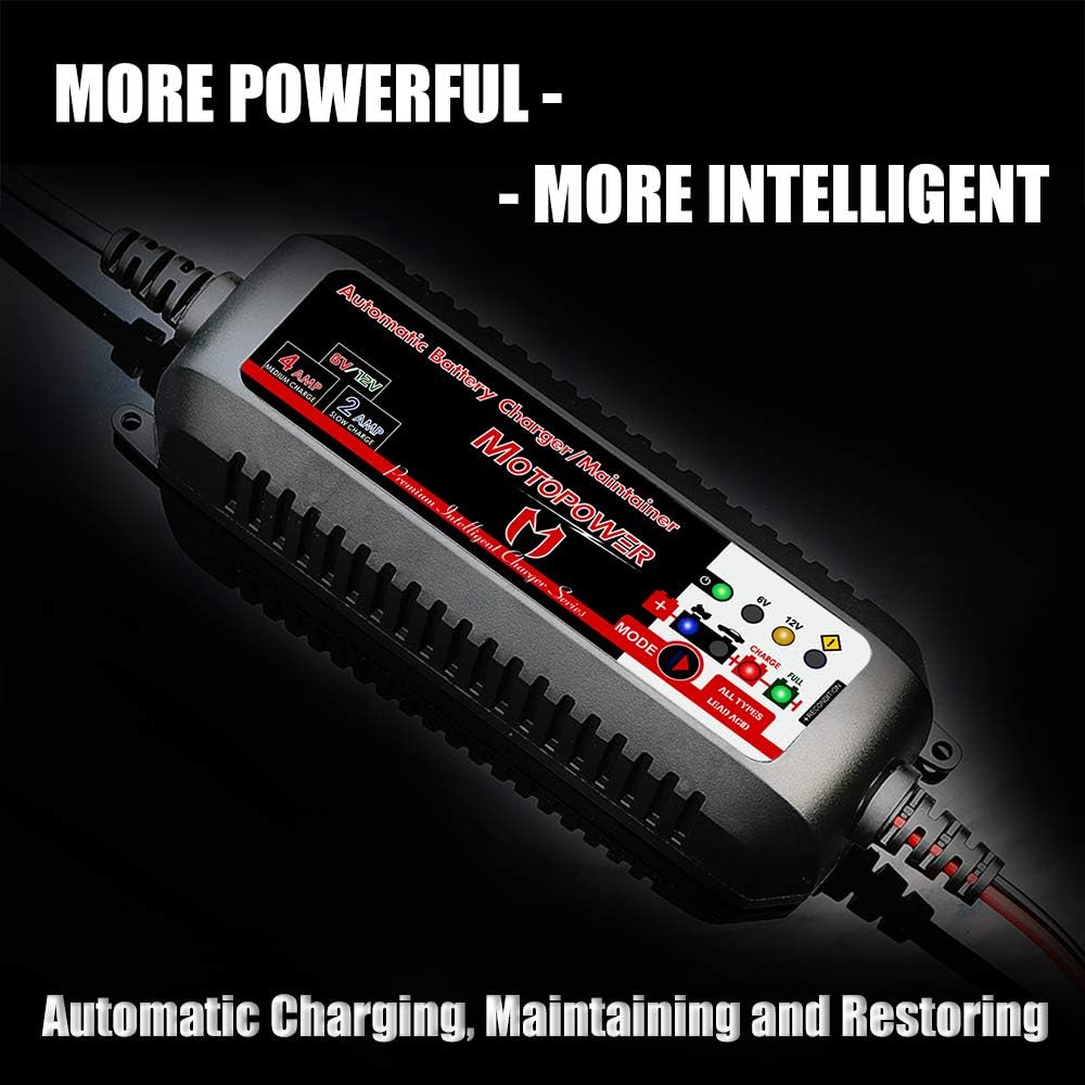 Detalle de MOTOPOWER MP00207-FR Chargeur Intelligent 6V/12V – Mainteneur Automatique avec Mode de Récupération