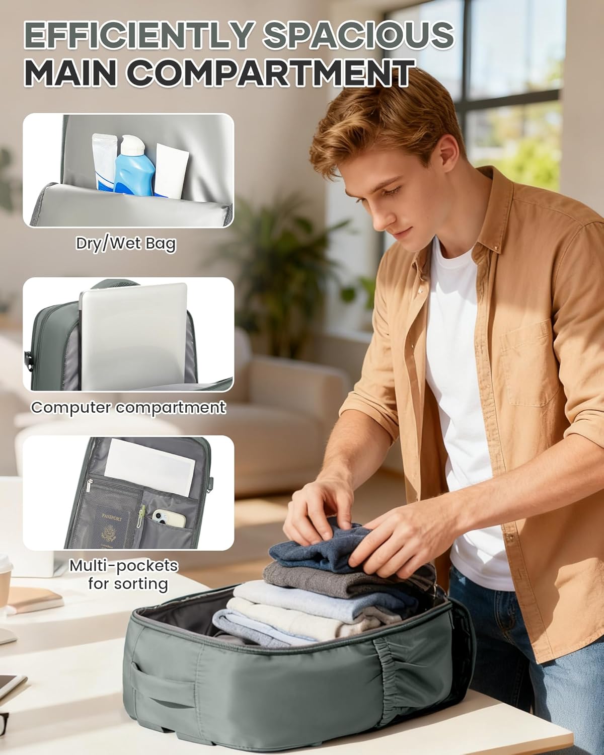 Thumbnail 6 de WONHOX Large Travel Backpack: Carry-On Laptop & Work Backpack for Men and Women