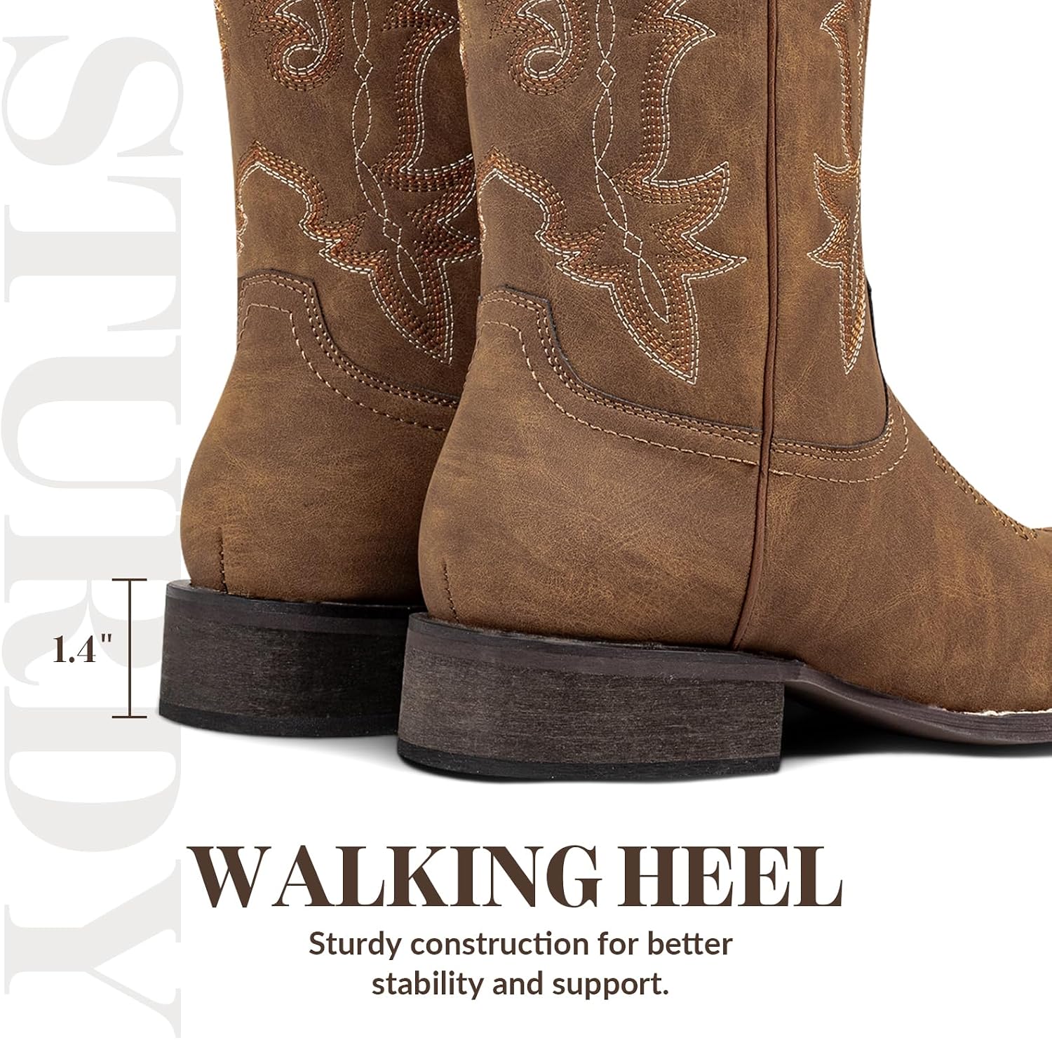 Thumbnail 6 de SheSole Western Cowgirl Boots: Square Toe, Mid-Calf, Pull-On Embroidery