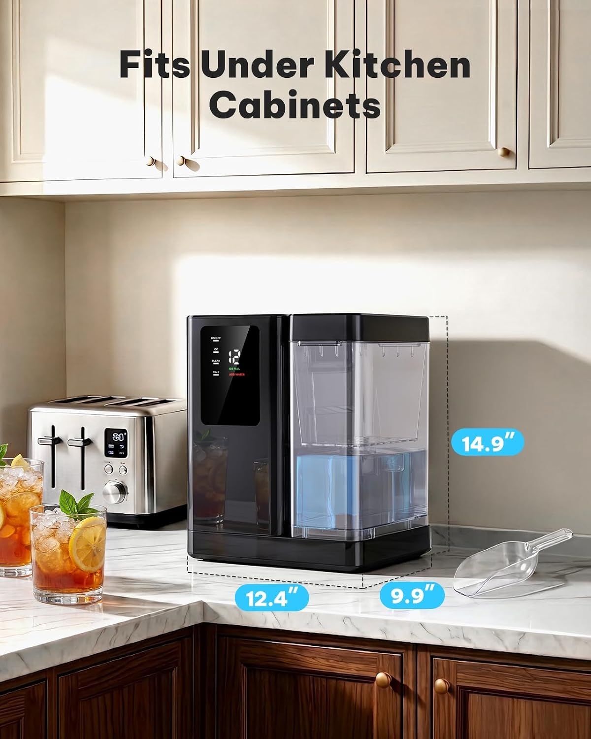 Detalle de Silonn SLIM43B-US Nugget Ice Maker with 3L Tank, Timer and Self-Cleaning