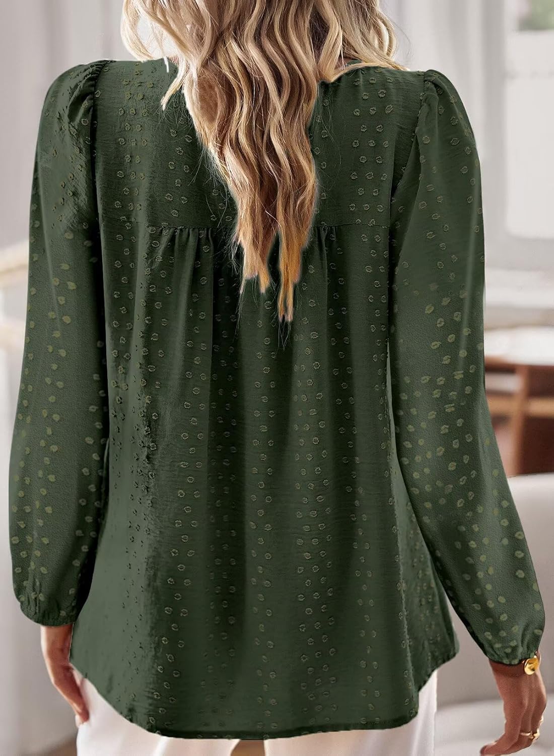 Thumbnail 2 de TUUHAW Damen Langarmshirt im Boho-Stil mit Rundhalsausschnitt und Häkelspitze