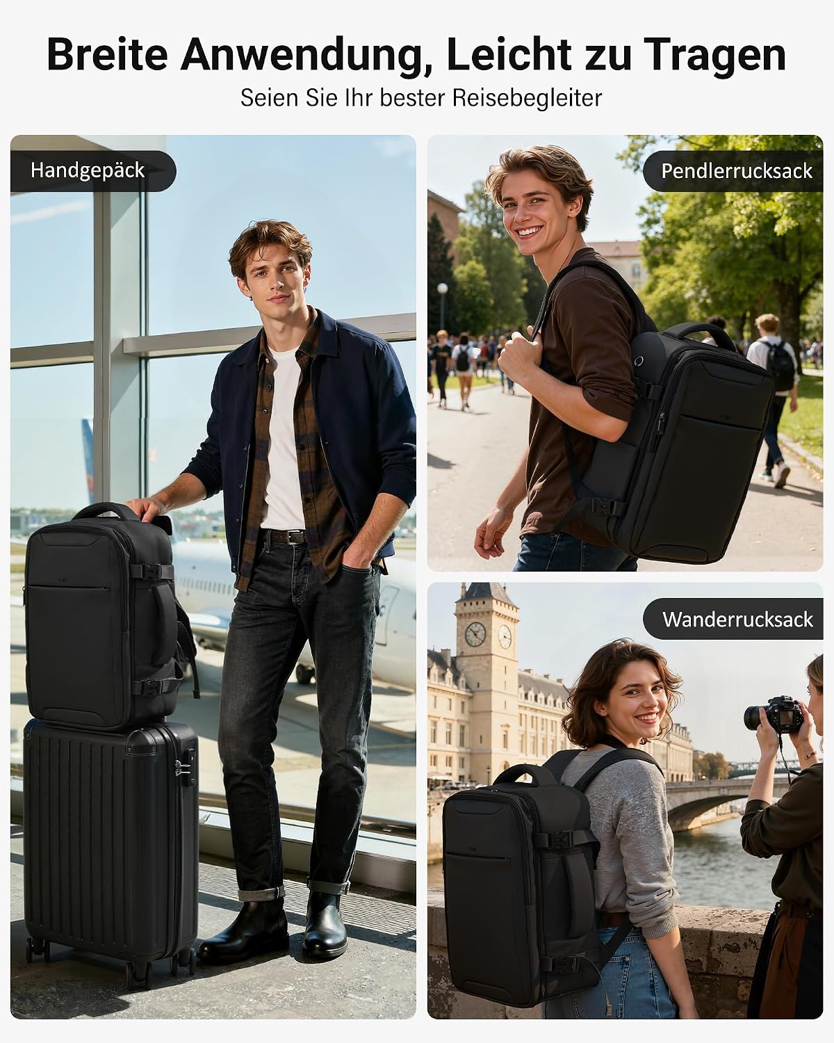 Thumbnail 5 de COOLIFE EasyJet Handgepäck 45x36x20 schwarz