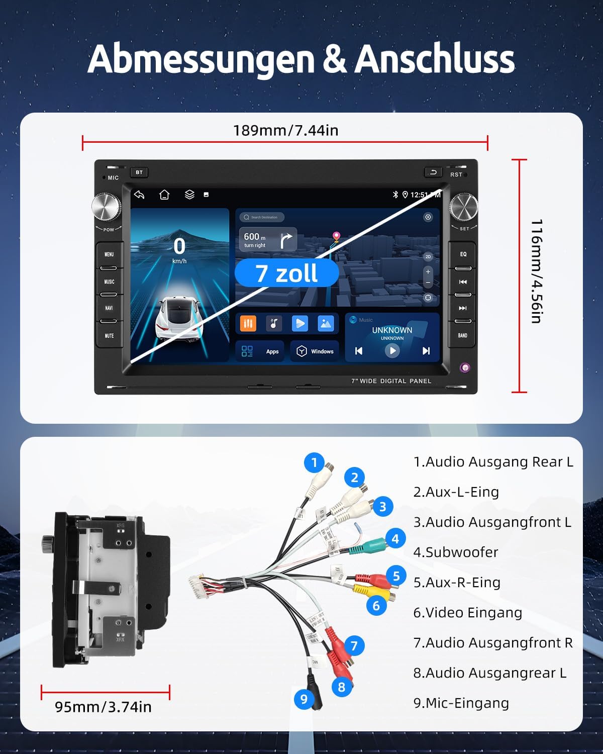 Thumbnail 6 de ESSGOO 7 Zoll CarPlay Android Autoradio