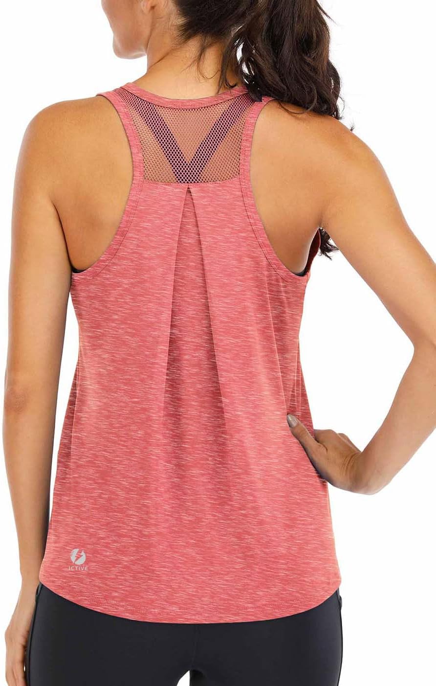 Detalle de ICTIVE Débardeur Sport Femme Ample – Dos nu en maille respirante pour musculation et course