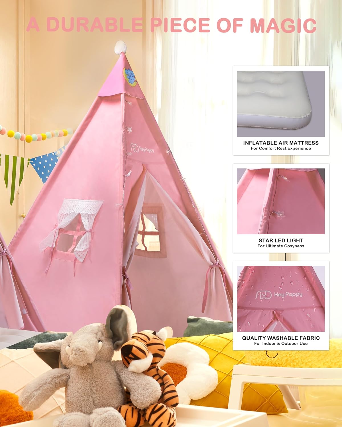 Detalle de Heypappy Tipi Infantil con colchón 186 cm