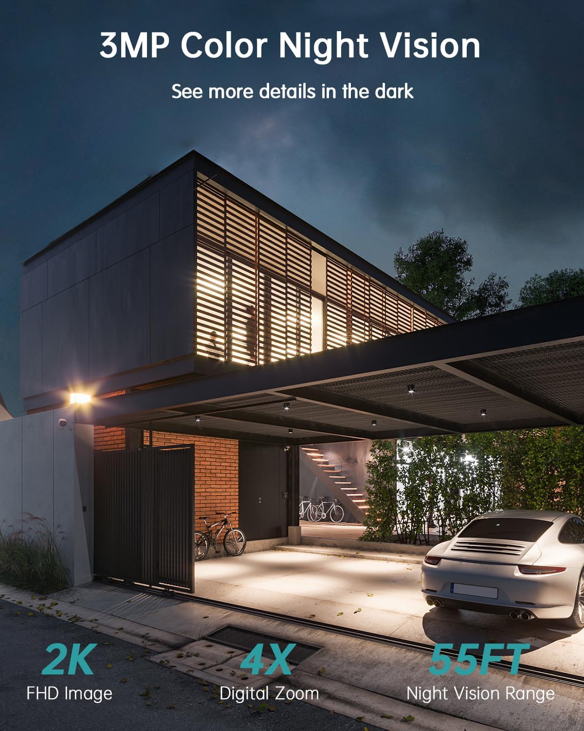 Detalle de ZUMIMALL X2 2K Solar Security Camera, 360° View, Color Night Vision