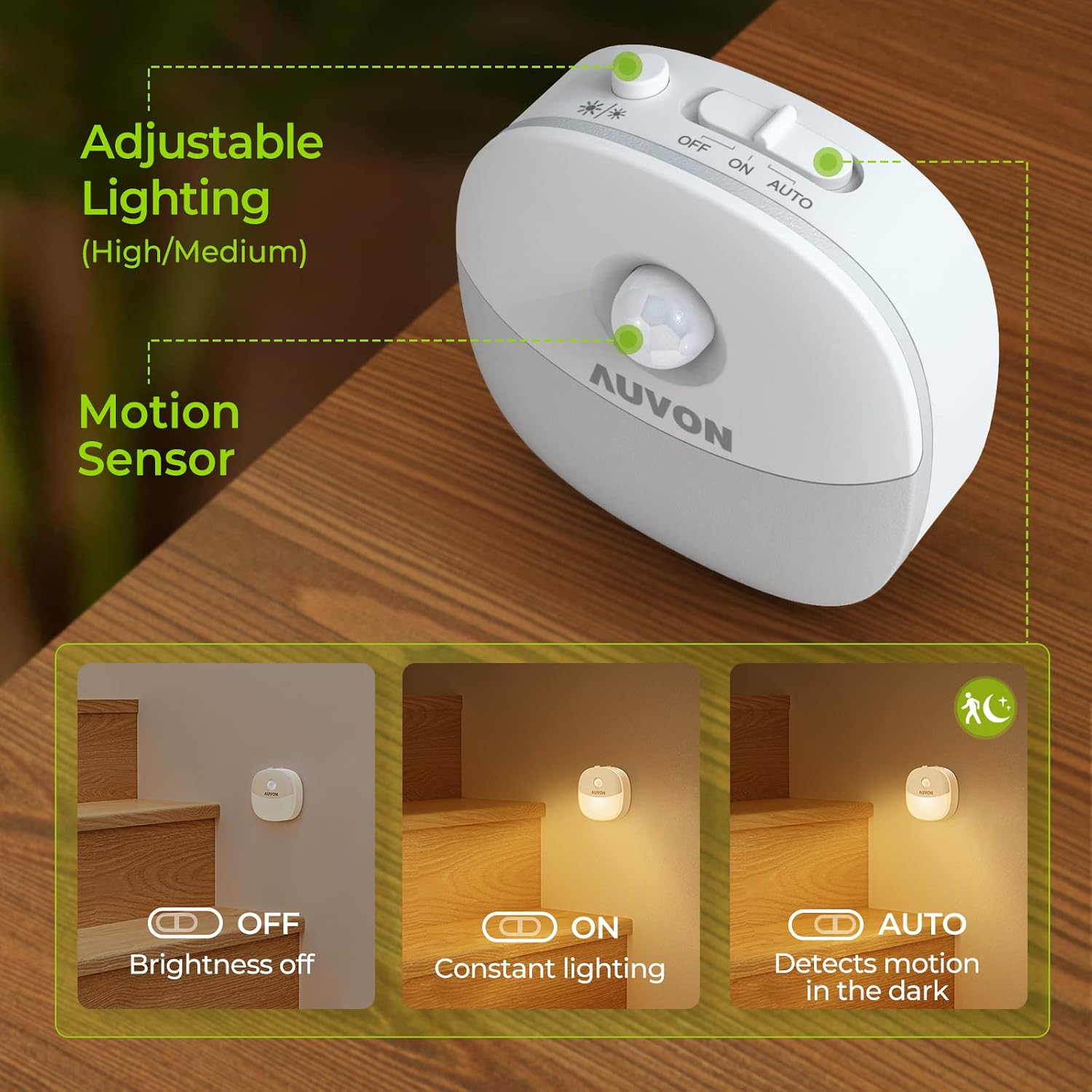 Thumbnail 1 de AUVON Magnetic Rechargeable Night Light (2-Pack) with Motion & Dusk-Dawn Sensor