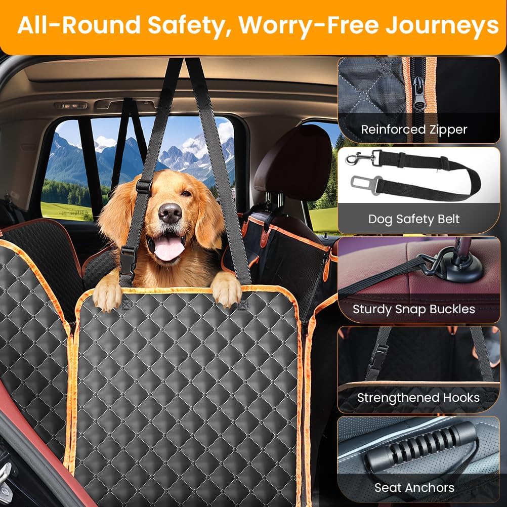 Detalle 1 de KYG 5-in-1 Waterproof Dog Car Seat Cover with Hammock Design, Universal Fit 53" x 58