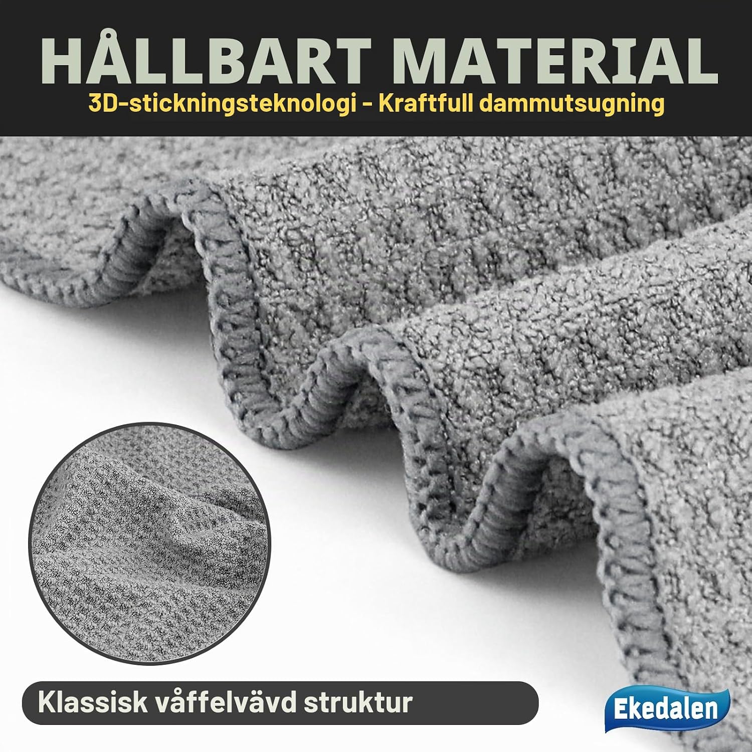 Detalle de Ekedalen våffelmönstrade mikrofiberdukar, 6-pack, 400 GSM, 30 × 30 cm