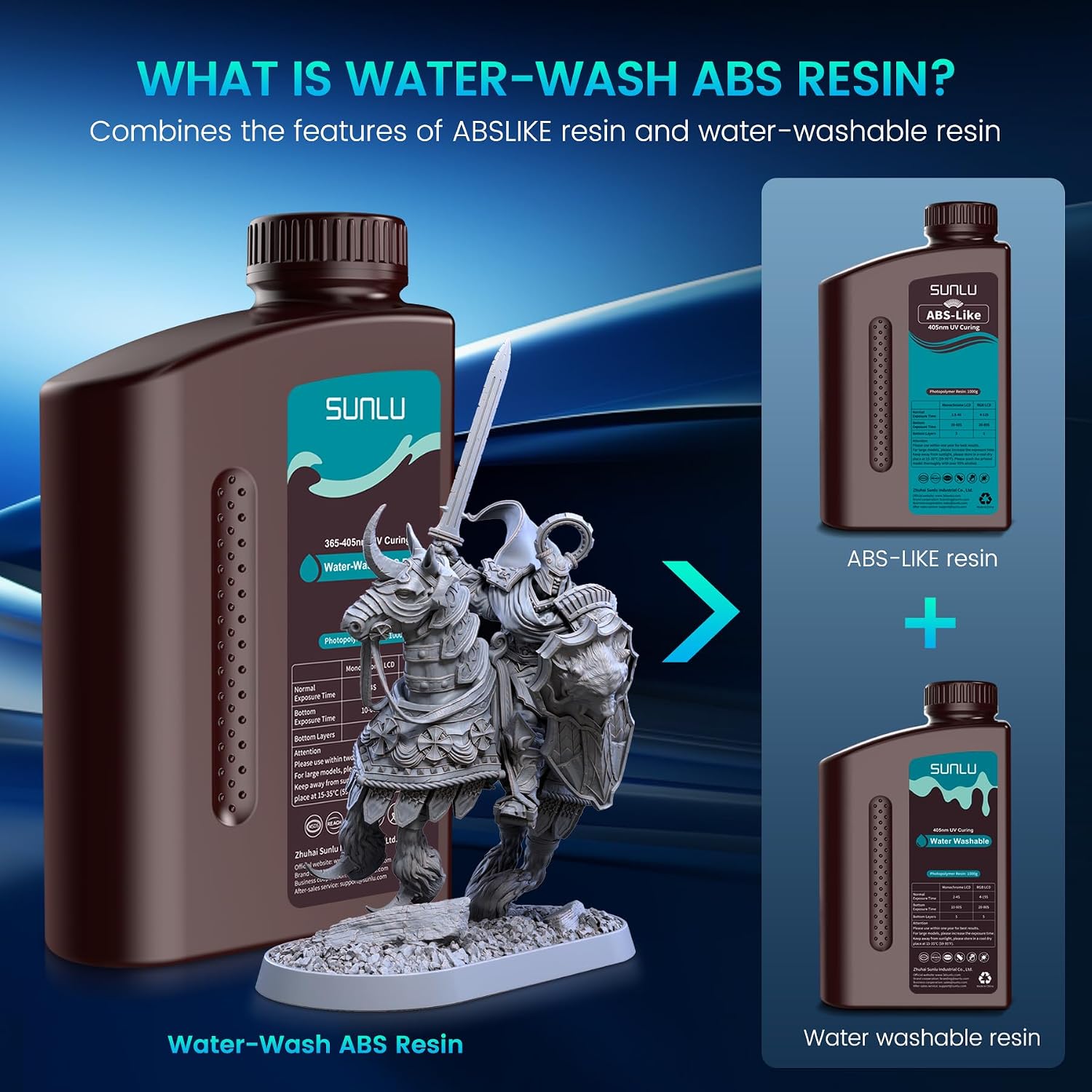 Detalle 2 de SUNLU 水洗いABSレジン 1kg グレー|405nm対応・低収縮・高精度