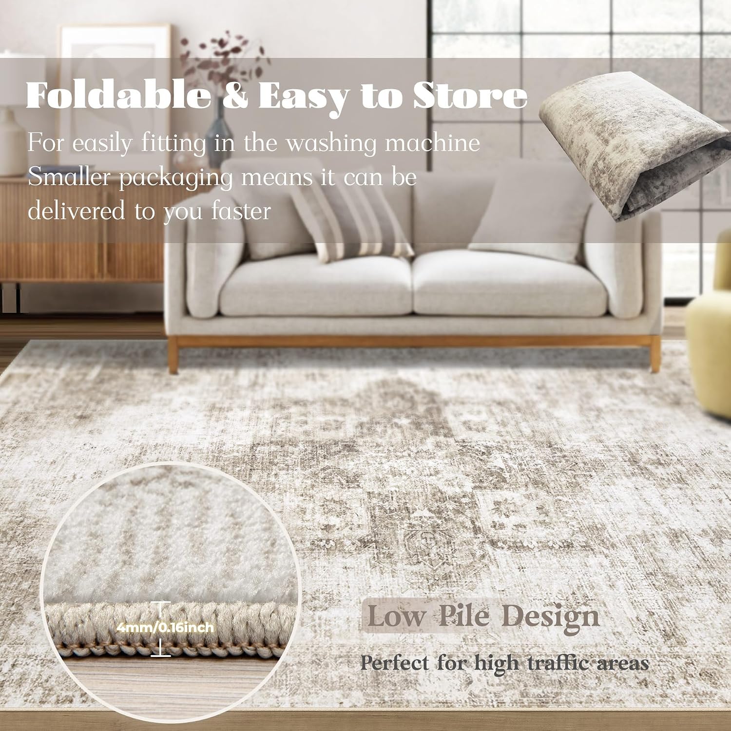 Thumbnail 6 de Area Rug 10x12 Washable Rug for Living Room