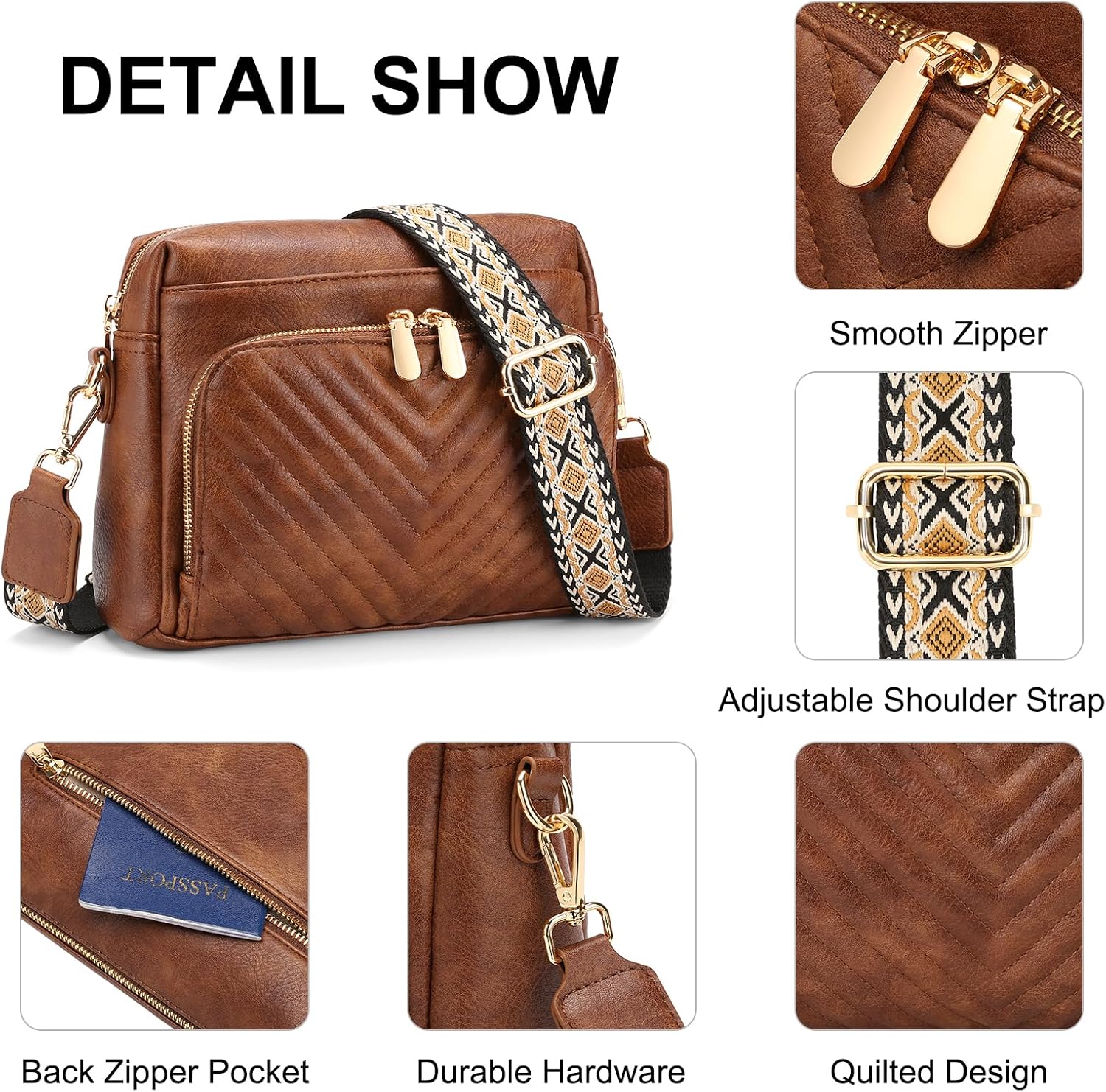 Detalle 2 de GAEKEAO Vegan Leather Crossbody Bag with RFID Wallet Pocket – Small Shoulder Bag for Women