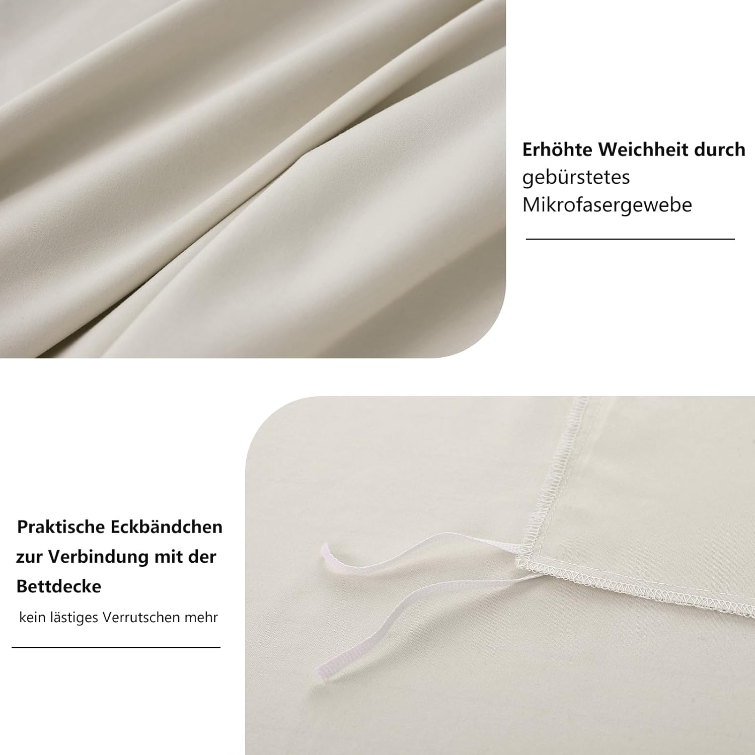 Thumbnail 6 de RUIKASI Bettwäsche-Set 135x200 beige, 4-teilig aus Polyester-Mikrofaser (mit Reißverschluss)