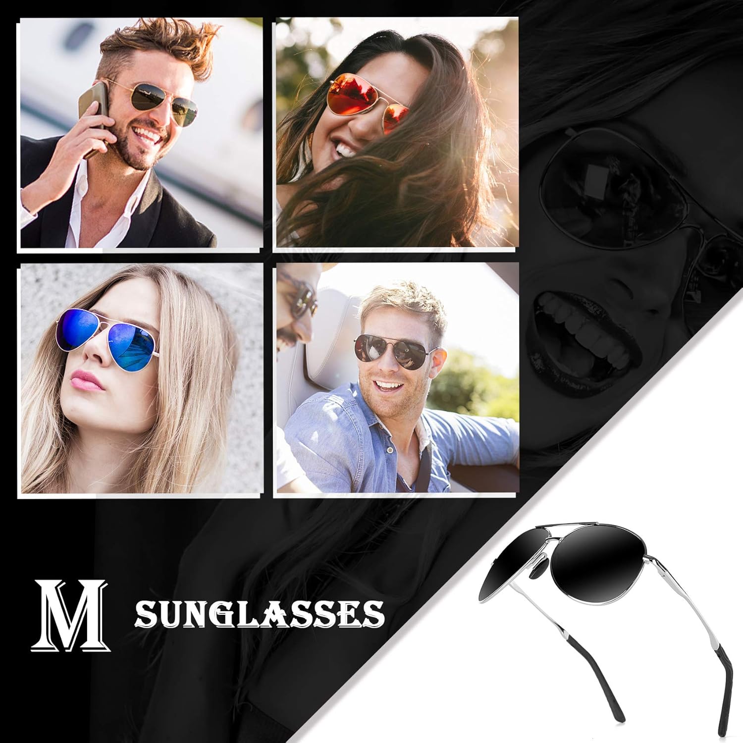 Detalle de MXNXEU Sonnenbrille Herren Fahrerbrille Polarisierte UV400 – Leichtes, unisex Modell aus Aluminium-Magnesium