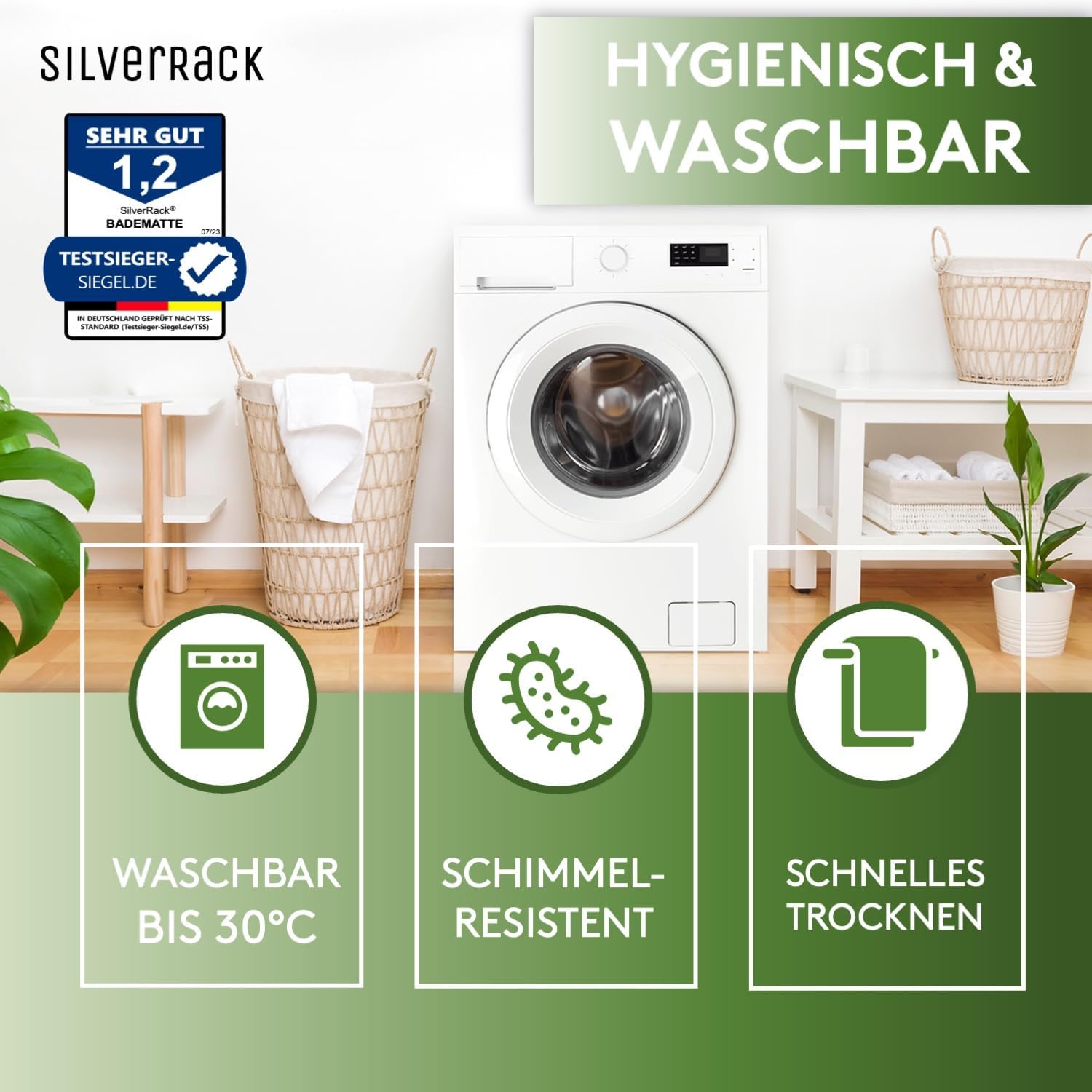 Thumbnail 5 de SilverRack Badewannenmatte 100x40 cm Transparent – Antirutschmatte für Badewanne, BPA frei, maschinenwaschbar