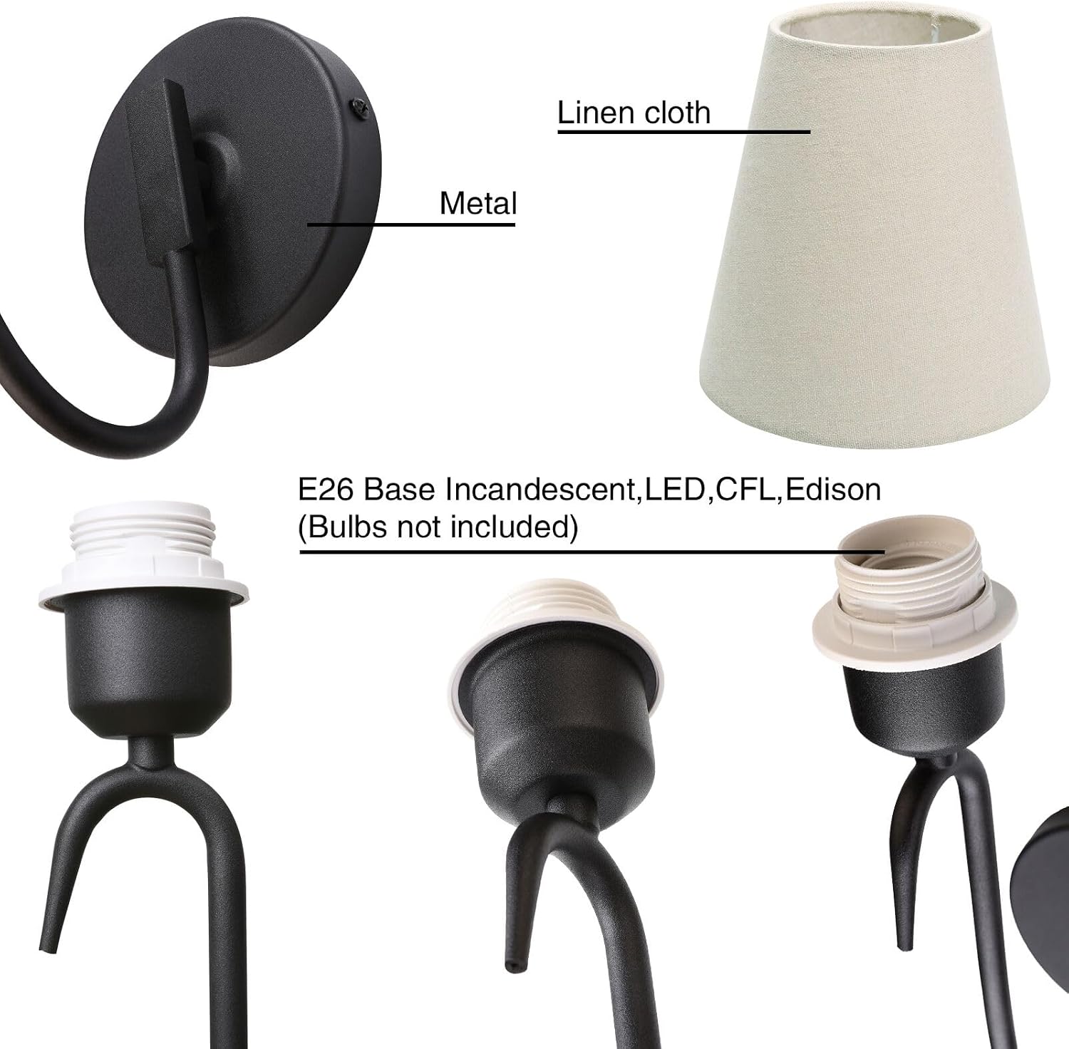 Detalle 1 de PERMO Wall Sconce with Linen Shade