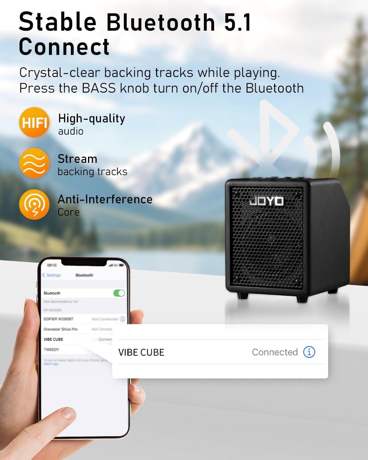 Detalle 2 de JOYO JOYO-BA-30 BK Bass Combo Amplifier, 30W, Bluetooth 5.1 + OTG