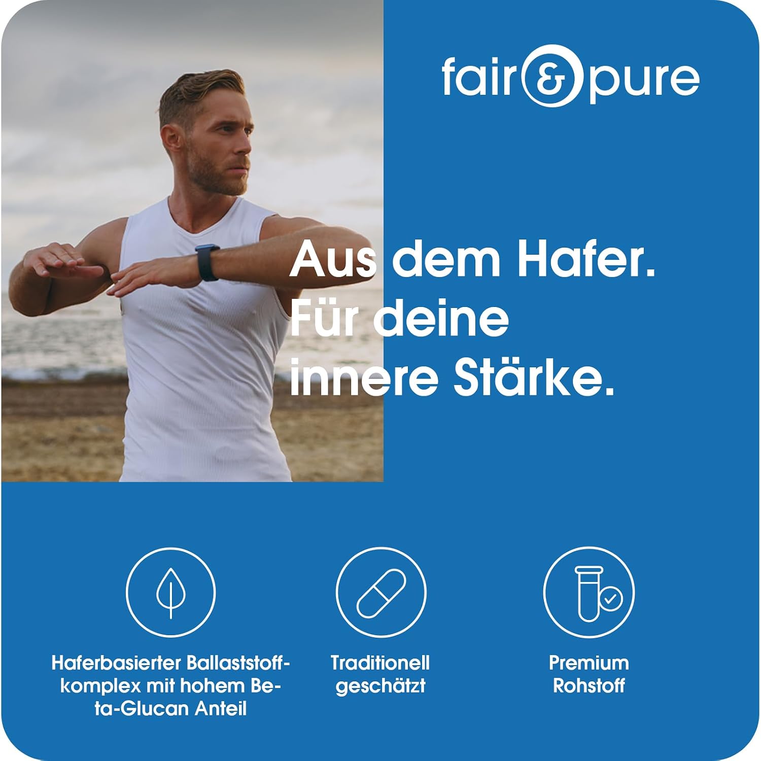 Detalle de Fair & Pure Beta-Glucan Kapseln 1500 mg aus Hafer – 120 Stück, vegan, ohne Zusatzstoffe, hergestellt in Deutschland