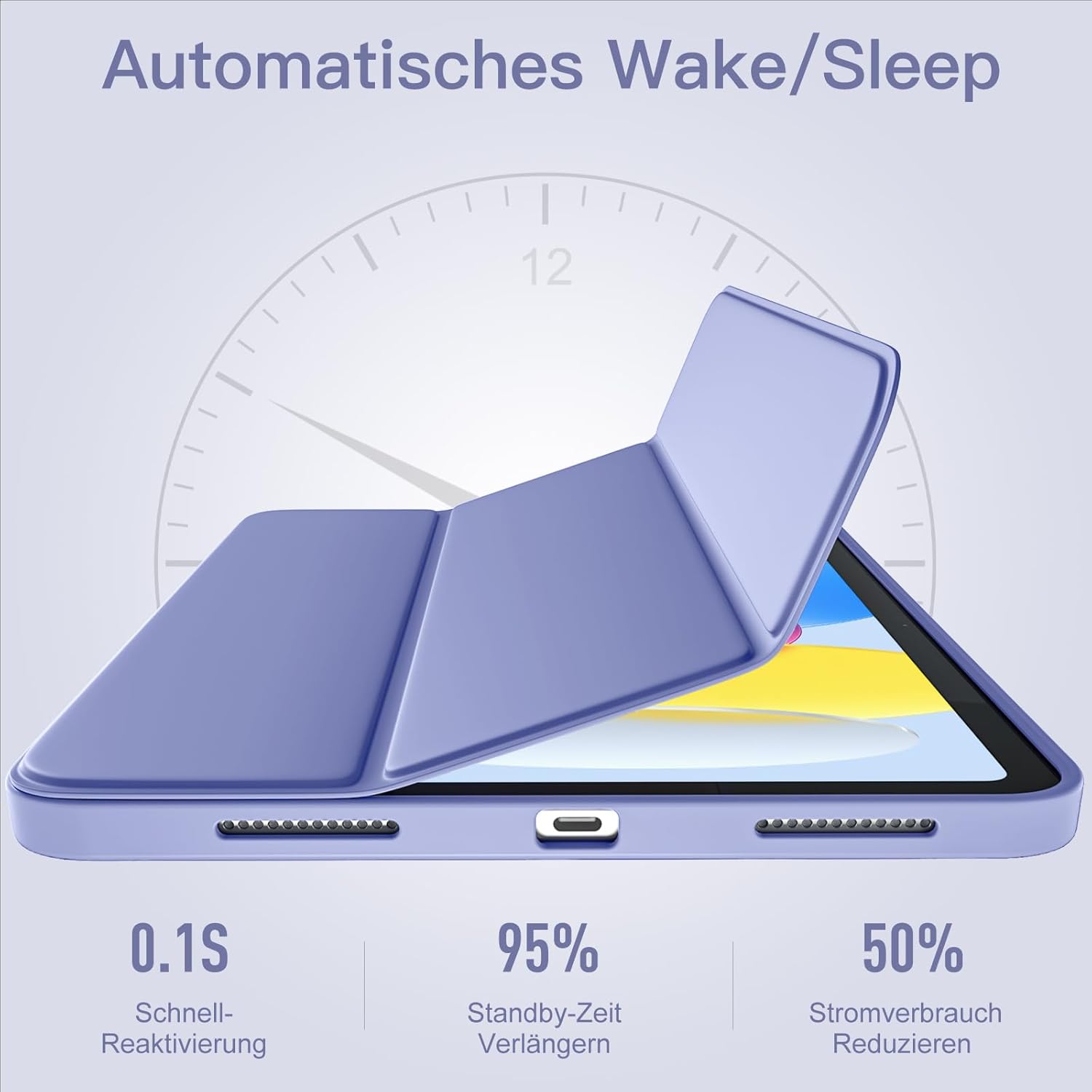 Thumbnail 6 de Vobafe Schutzhülle für iPad A16 (11. Generation 2025) & iPad 10. Generation 10,9" – mit Stifthalter, PC-Transparent, Lavendel