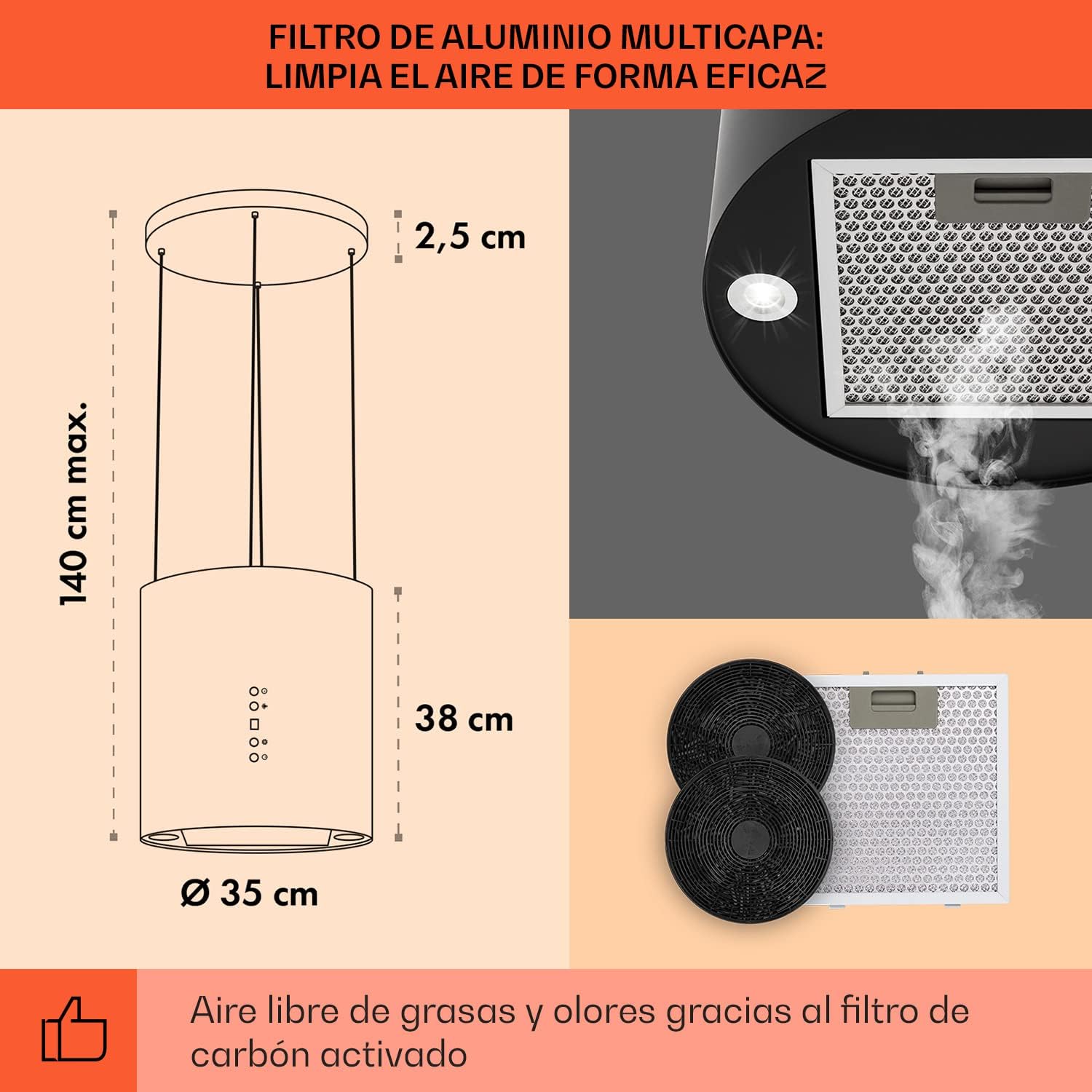Thumbnail 4 de Klarstein Campana Isla Cocina Extractor