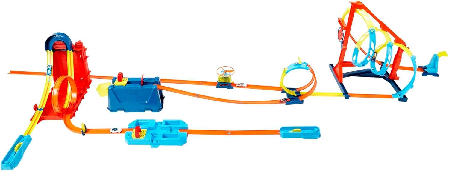 Thumbnail 2 de Hot Wheels Extensions de piste pour circuit (BHT77) avec 1 voiture aléatoire et connecteurs