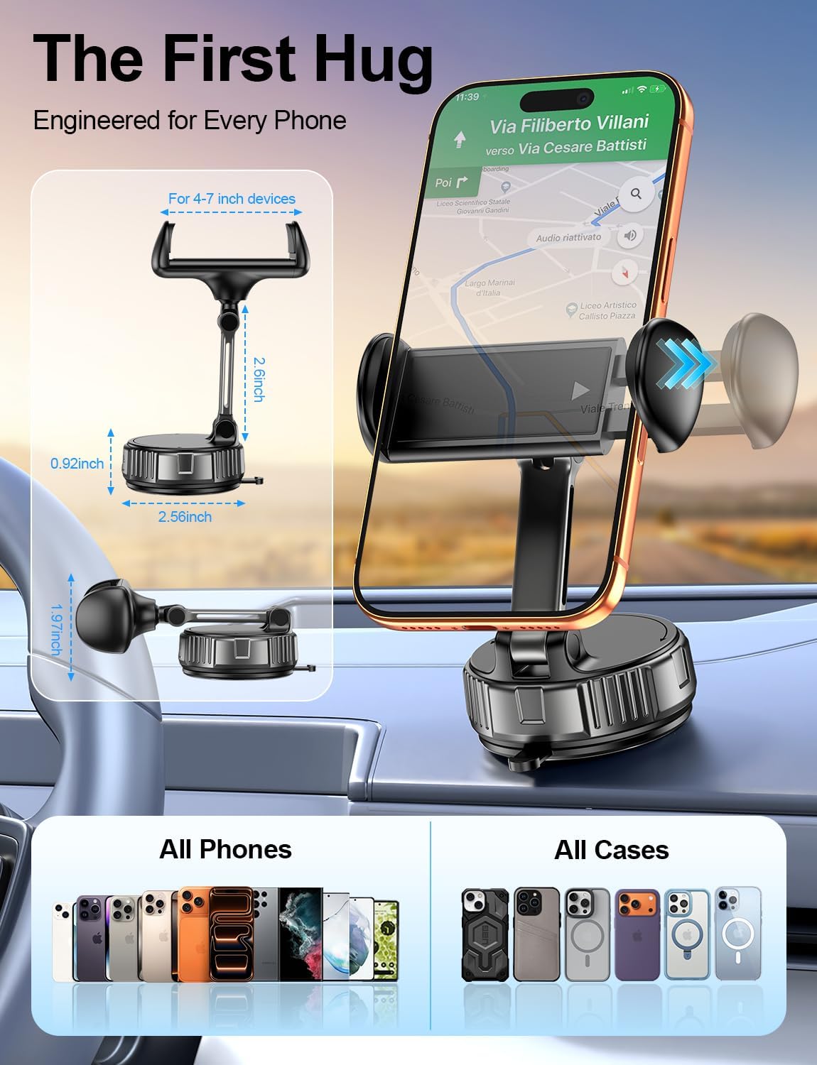 Thumbnail 6 de bokilino Vacuum Suction Car Phone Mount with 360° Rotation and Nano Gel Base