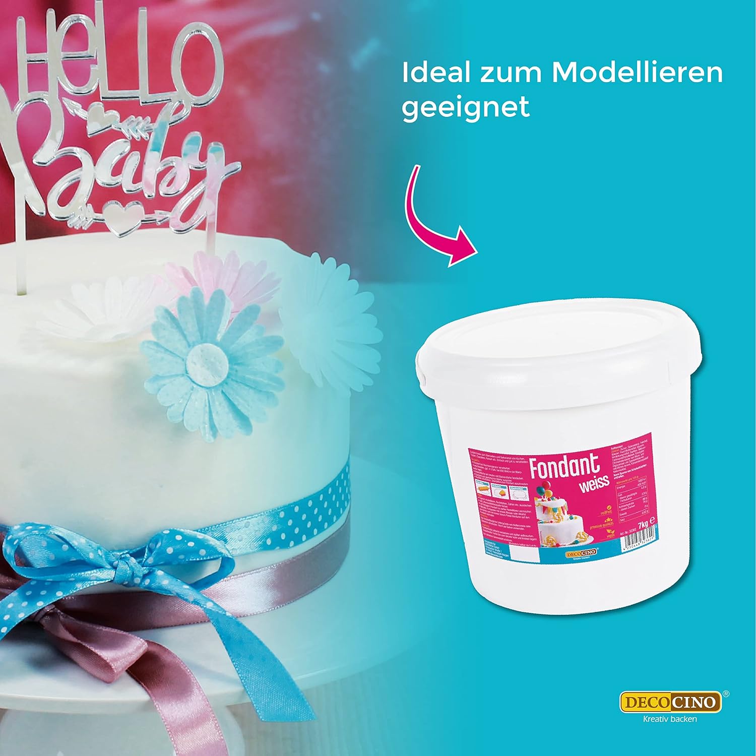 Thumbnail 3 de DECOCINO Fondant weiß – 7 Kilo Vorteilspack: vegan, Laktosefrei, ideal zum Verzieren