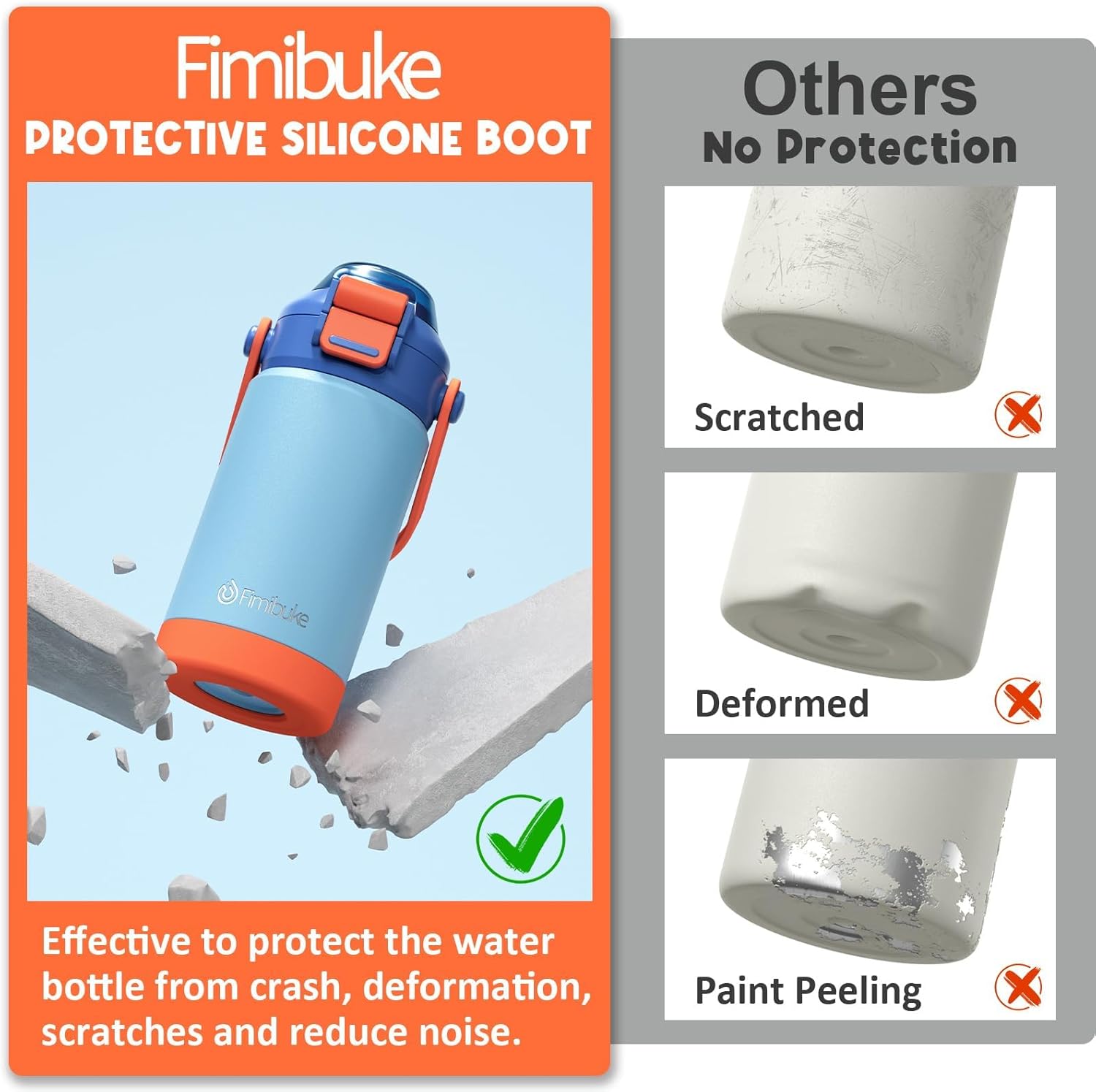 Thumbnail 6 de Fimibuke Kids Insulated Water Bottle with 3-in-1 Lid, 14oz, Leak-Proof 18/8 Stainless Steel (2-Pack)