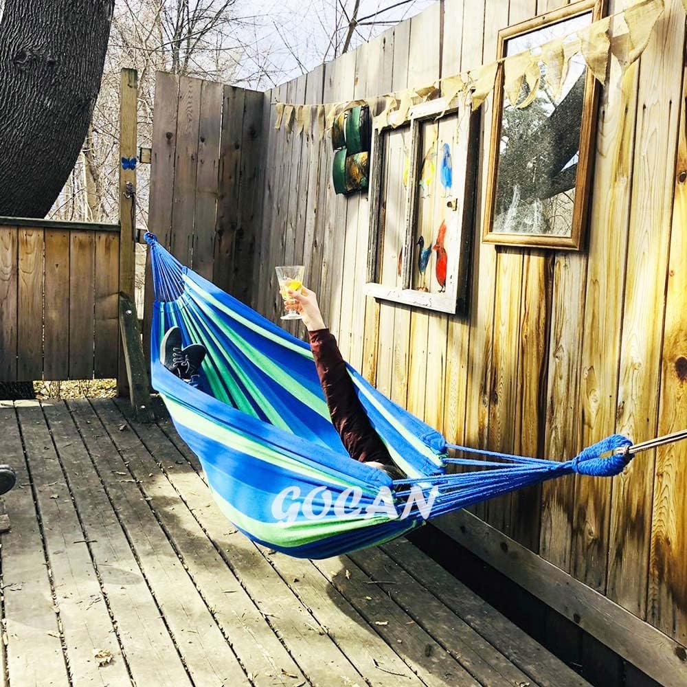 Thumbnail 1 de GOCAN Brazilian Double Hammock 2 Person Extra Large 220x160cm (Blue/Green) – 330cm Total Length, 300kg Load
